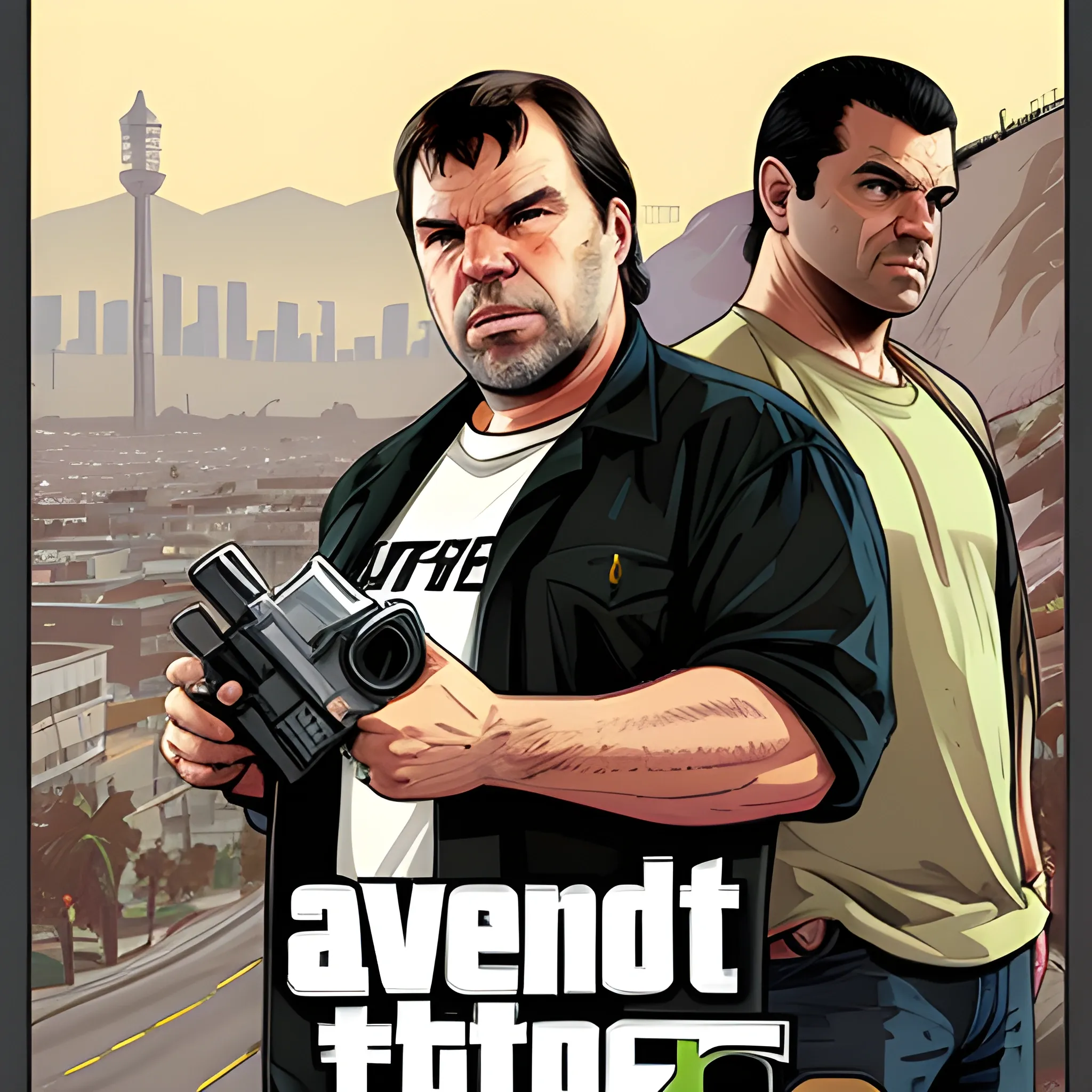 Steve Wozniak, Grand Theft Auto V Poster, detailed, graphic novel poster art, California background, --aspect 2:3