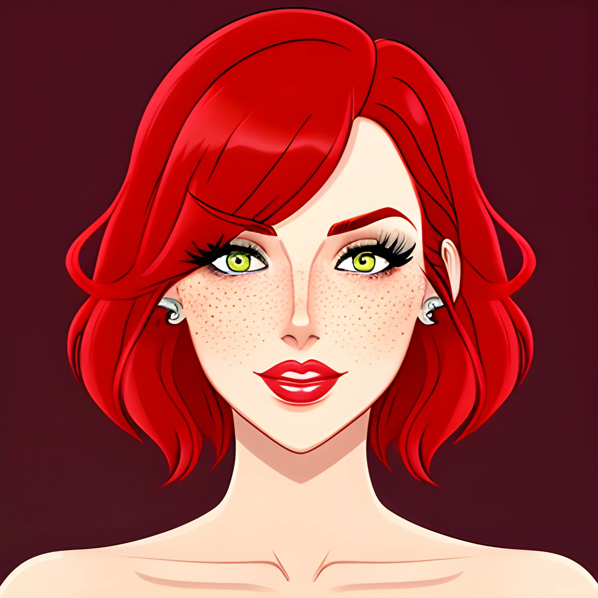 Girl Short Hair Freckles On The Face Red Hair Color Big Brea 