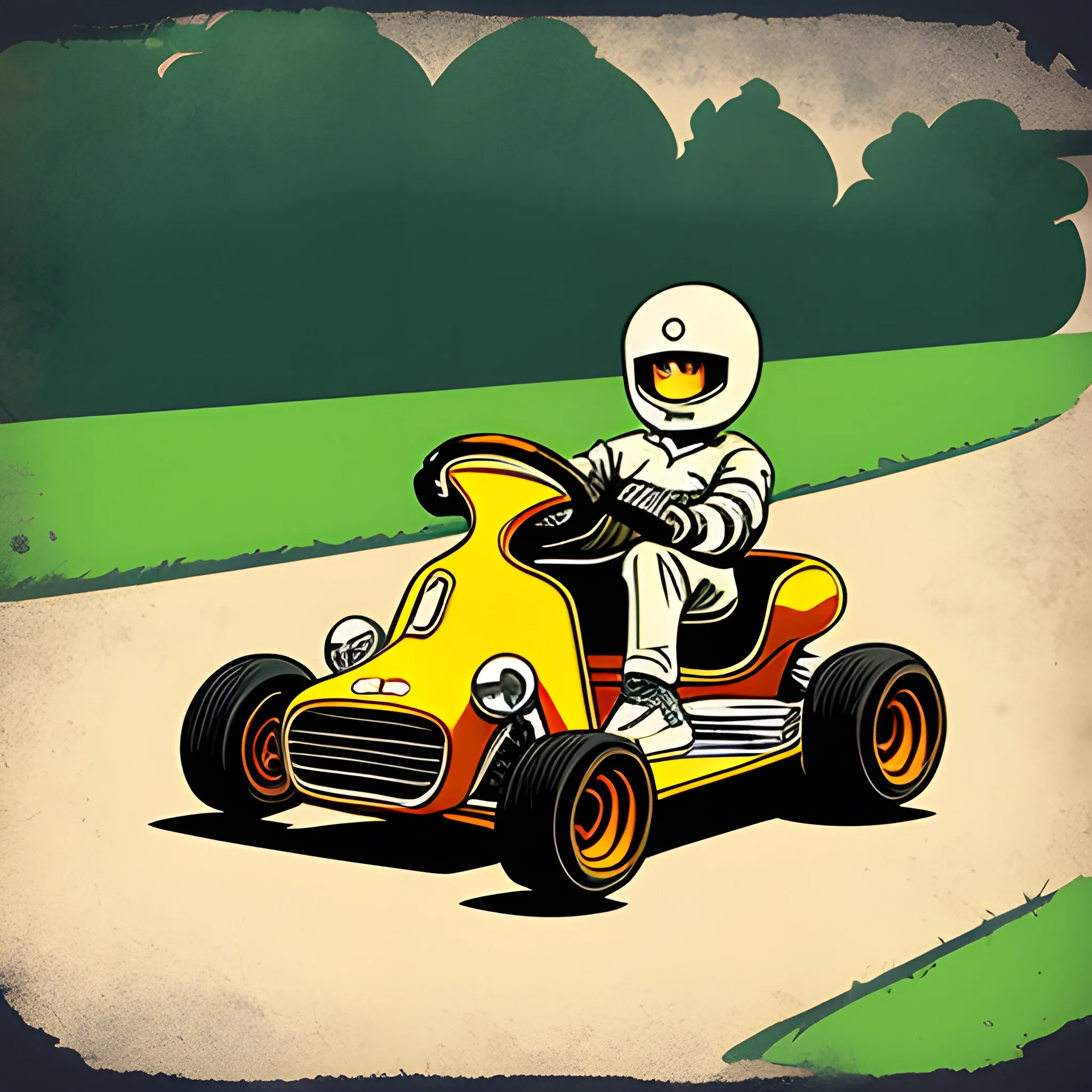 Vintage go kart illustration 