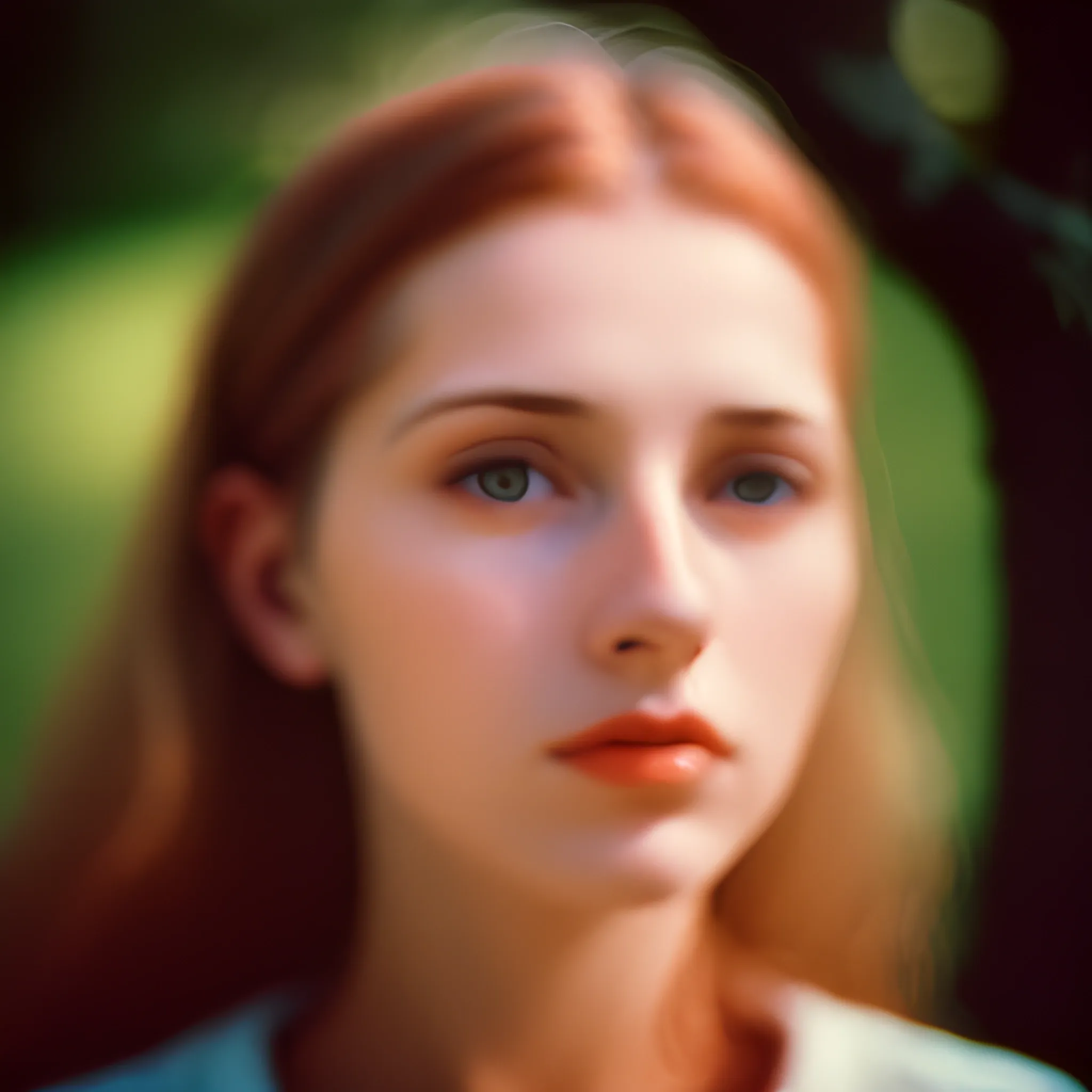 portrait of woman, hyper-realistic, 35mm lense, depth-of-field, vintage colour film stock 