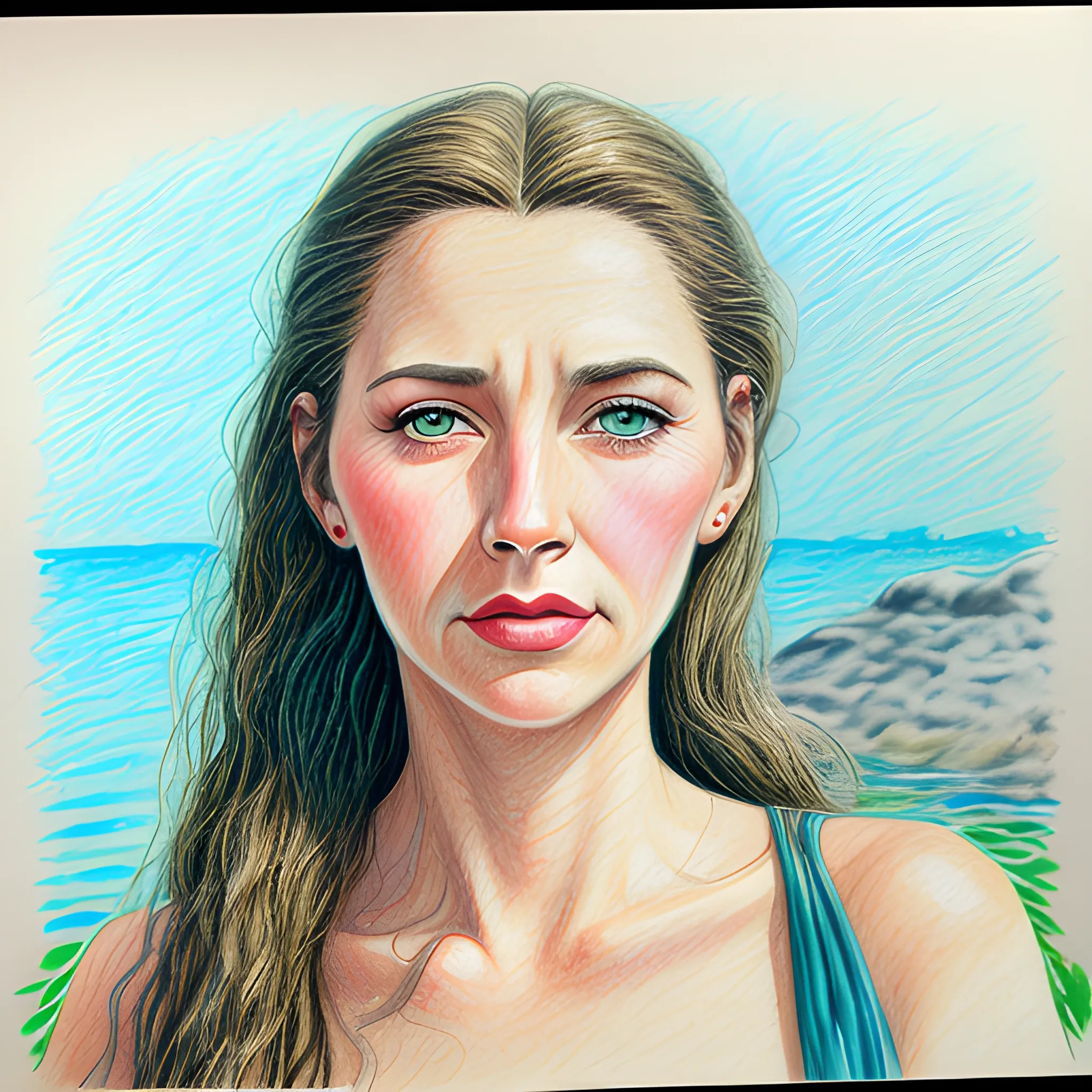 Digital color on pencil portrait drawing, isn't she colorful? | PeakD