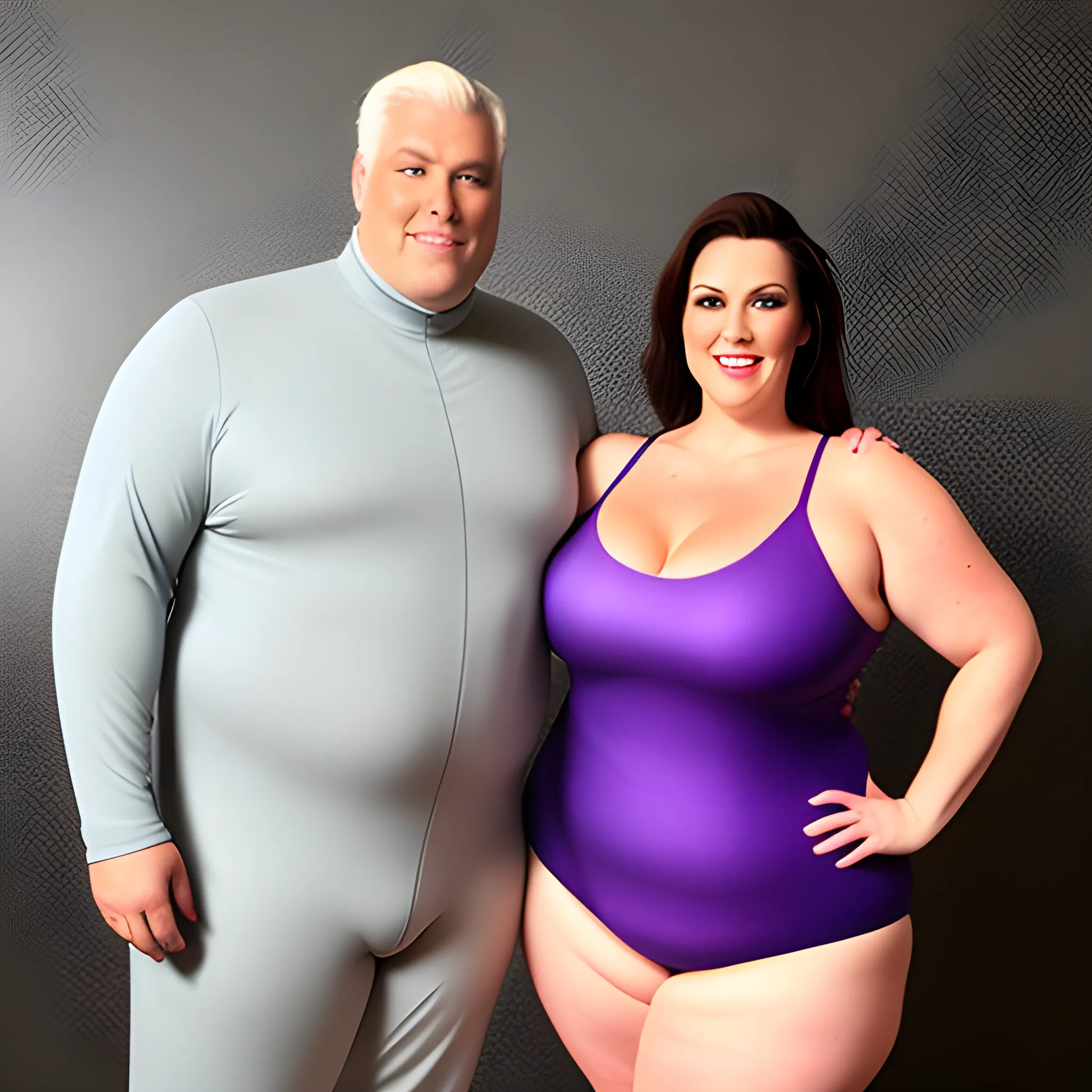 big tall plus size young woman and small skiny older man 
