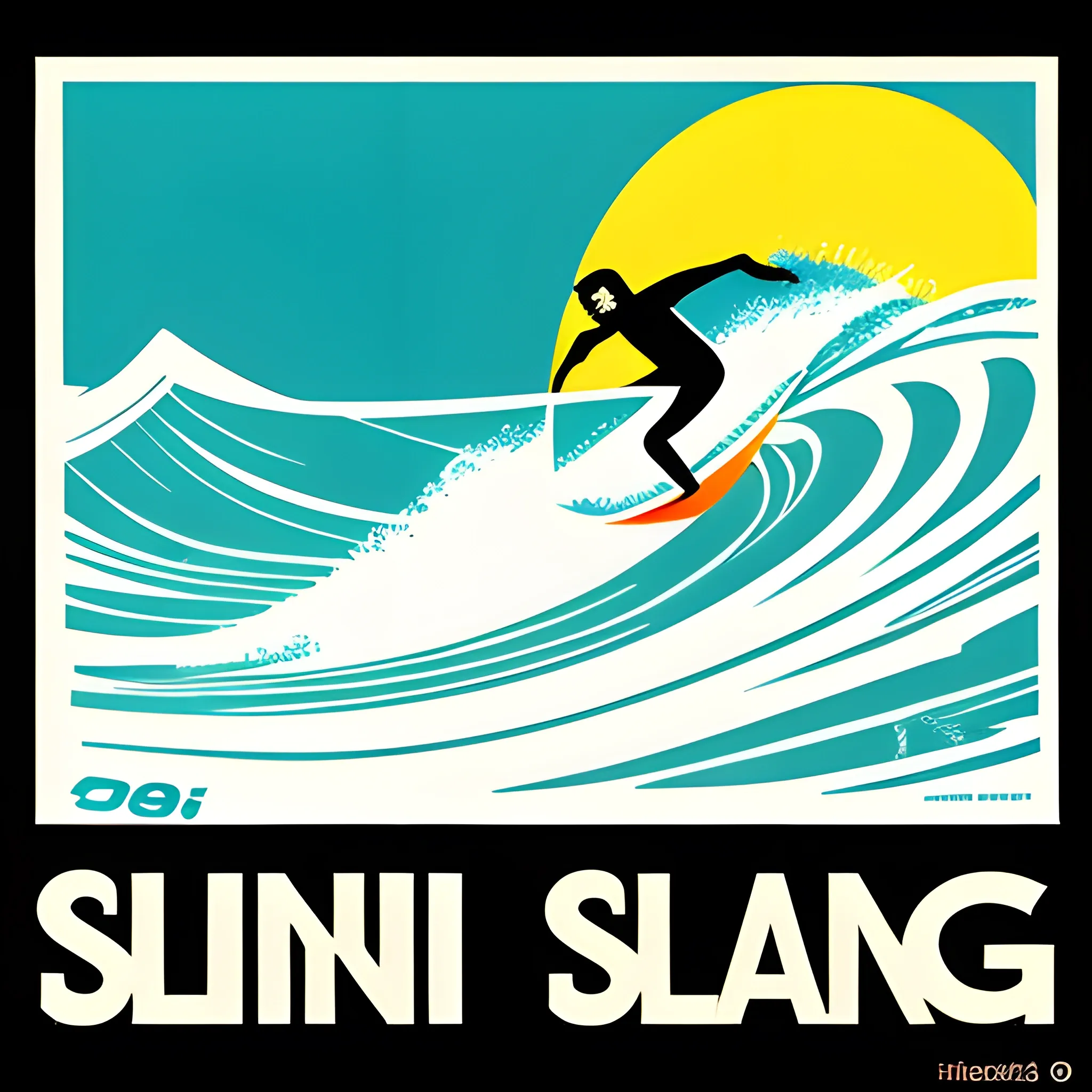 1980s surfing retro logo