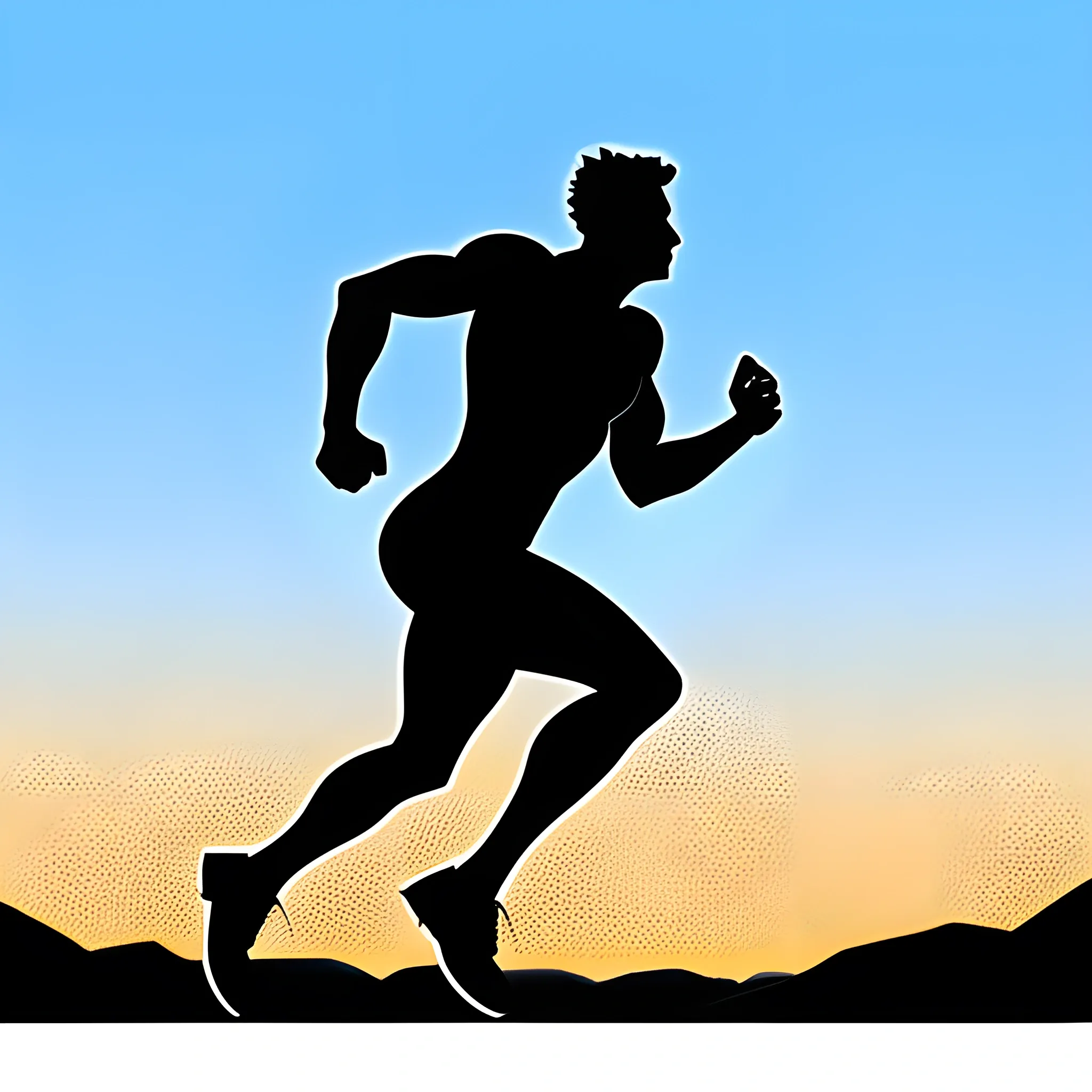 Draw the silhouette of a young person running.