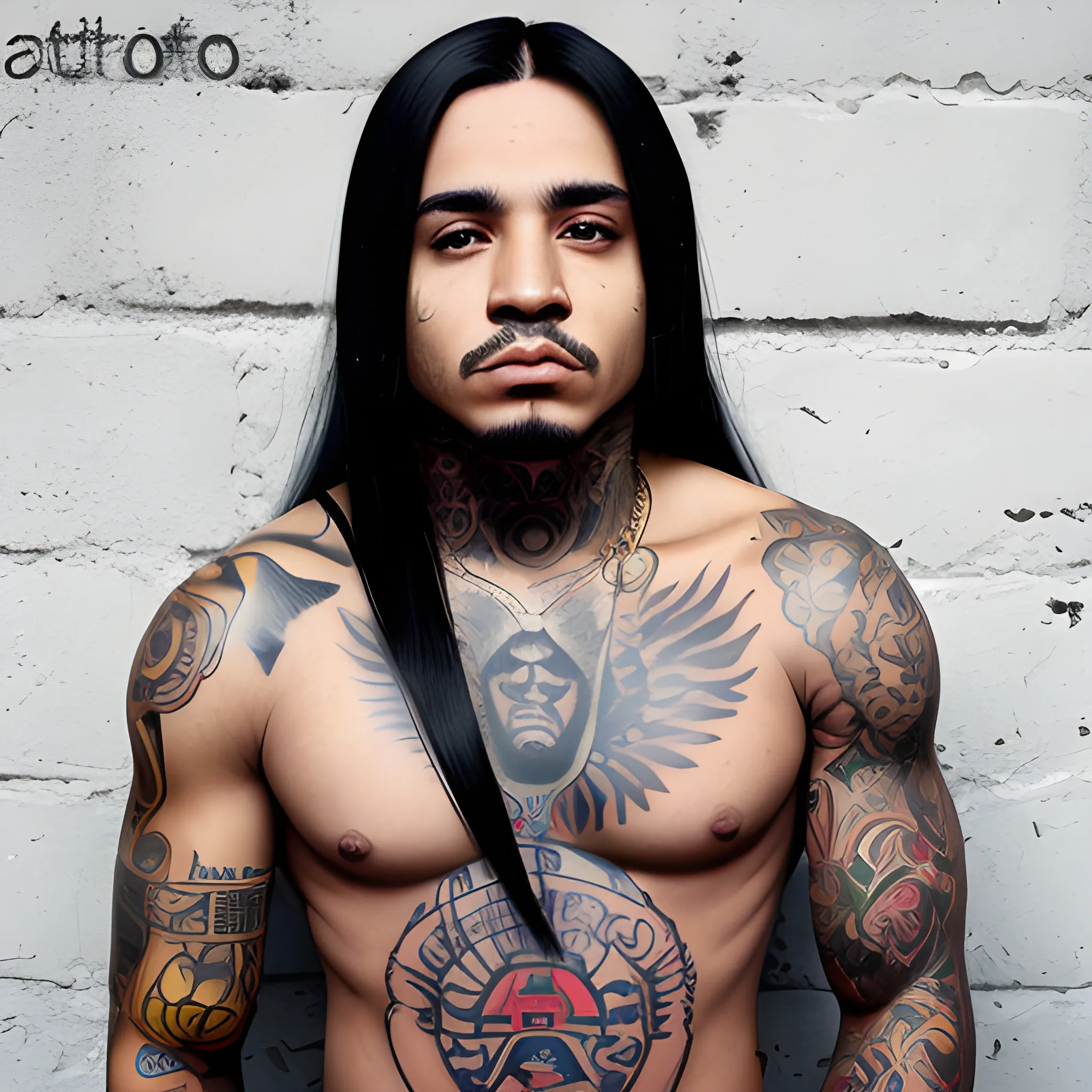 Latin colombian man straight hair face tatto trap rap