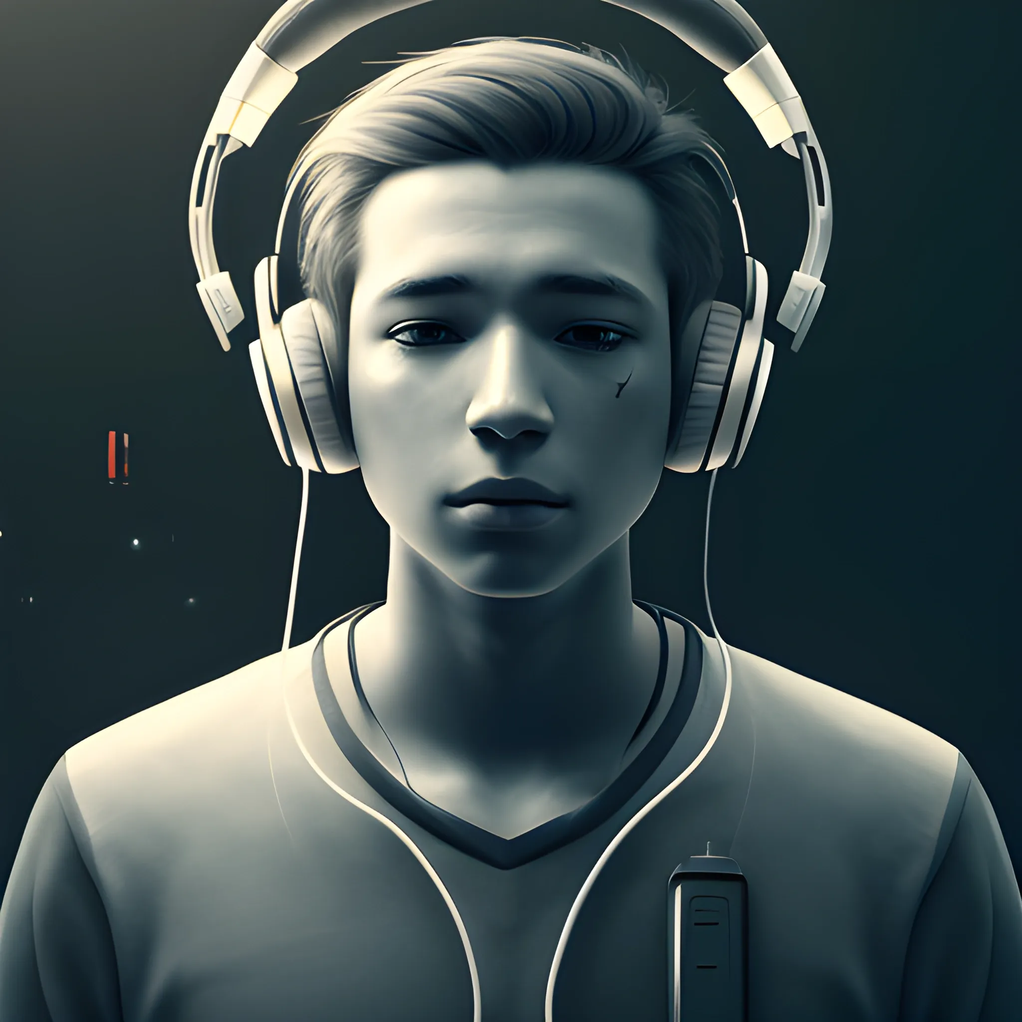 Player with headphones art cinematic 4k