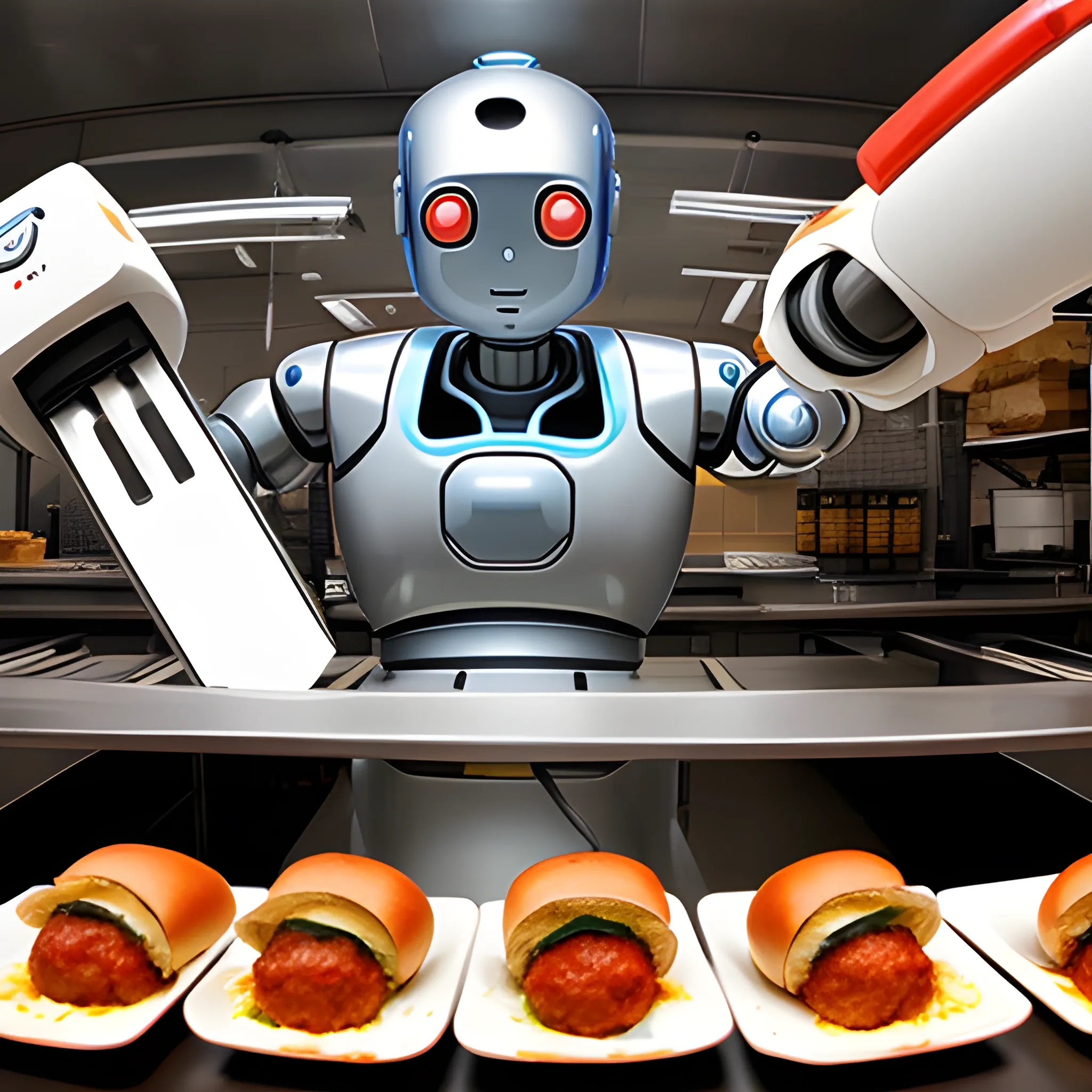 robot sorting meatball subs