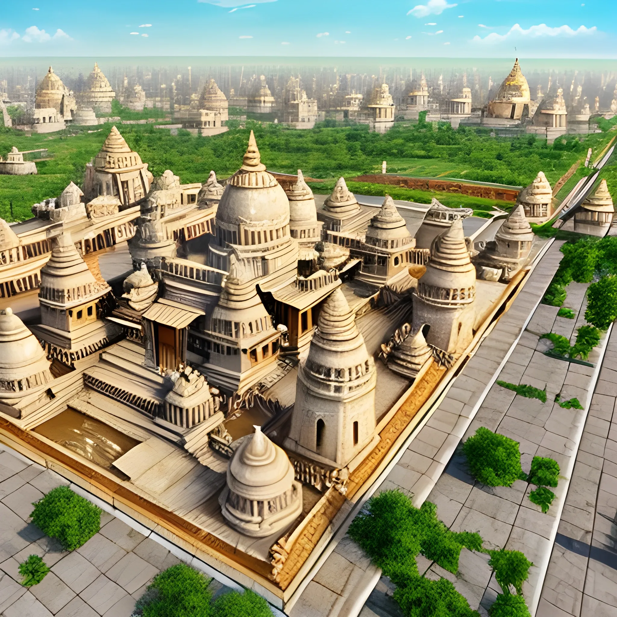 a picture of Ayodhya city during Rama period, best quality, high definition, very detailed, ultra realistic, several devotees