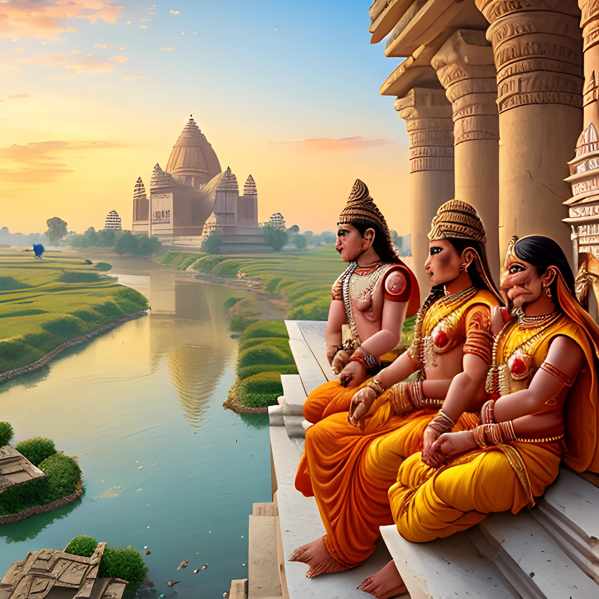 a scene from Ramayan located in Ayodhya, Vedic period, high defi ...