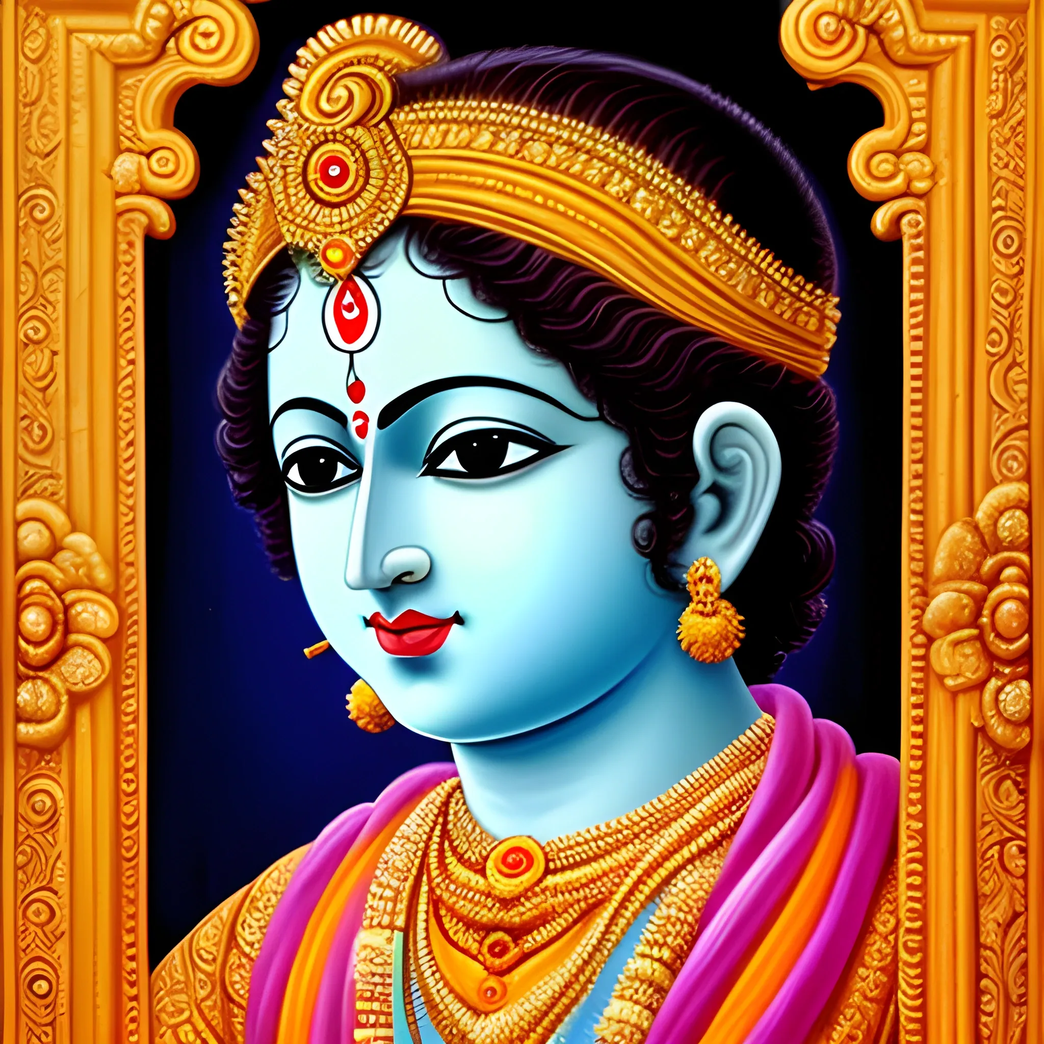 a beautiful portrait of hindu god lord Krishna