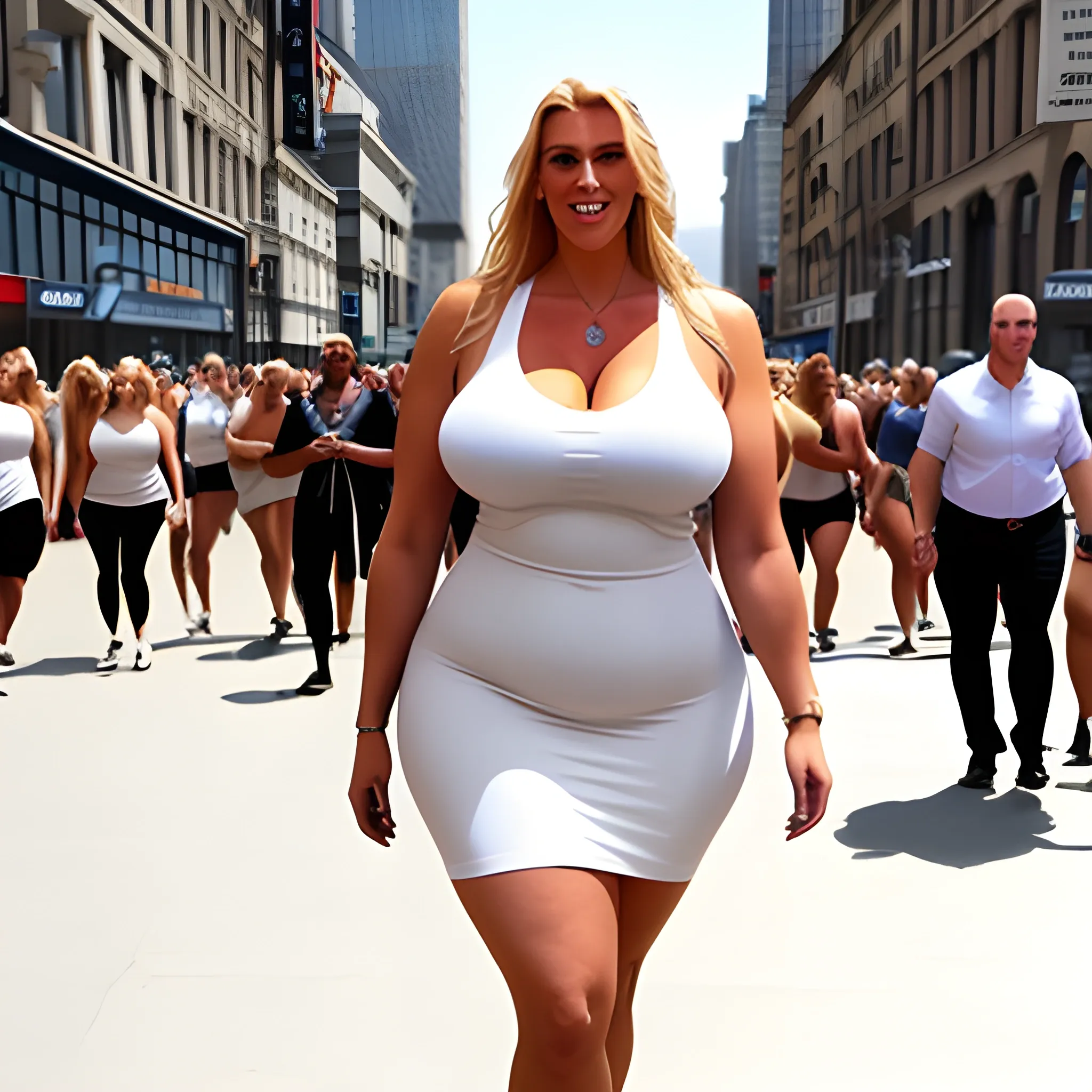 huge very tall plus size muscular sweet blonde girl in tight sho 