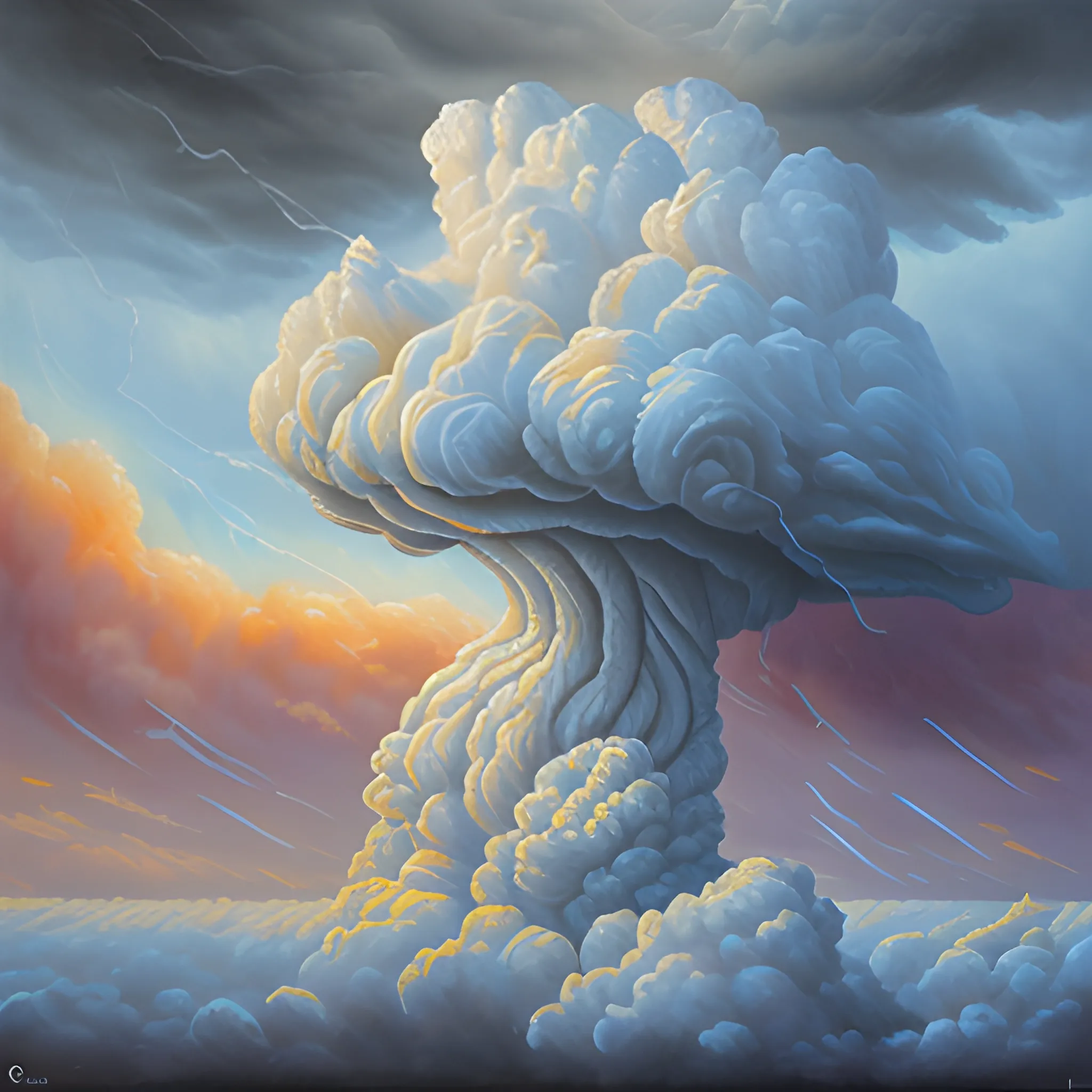 Un gráfico que muestra el peso de una nube de tormenta, Oil Painting