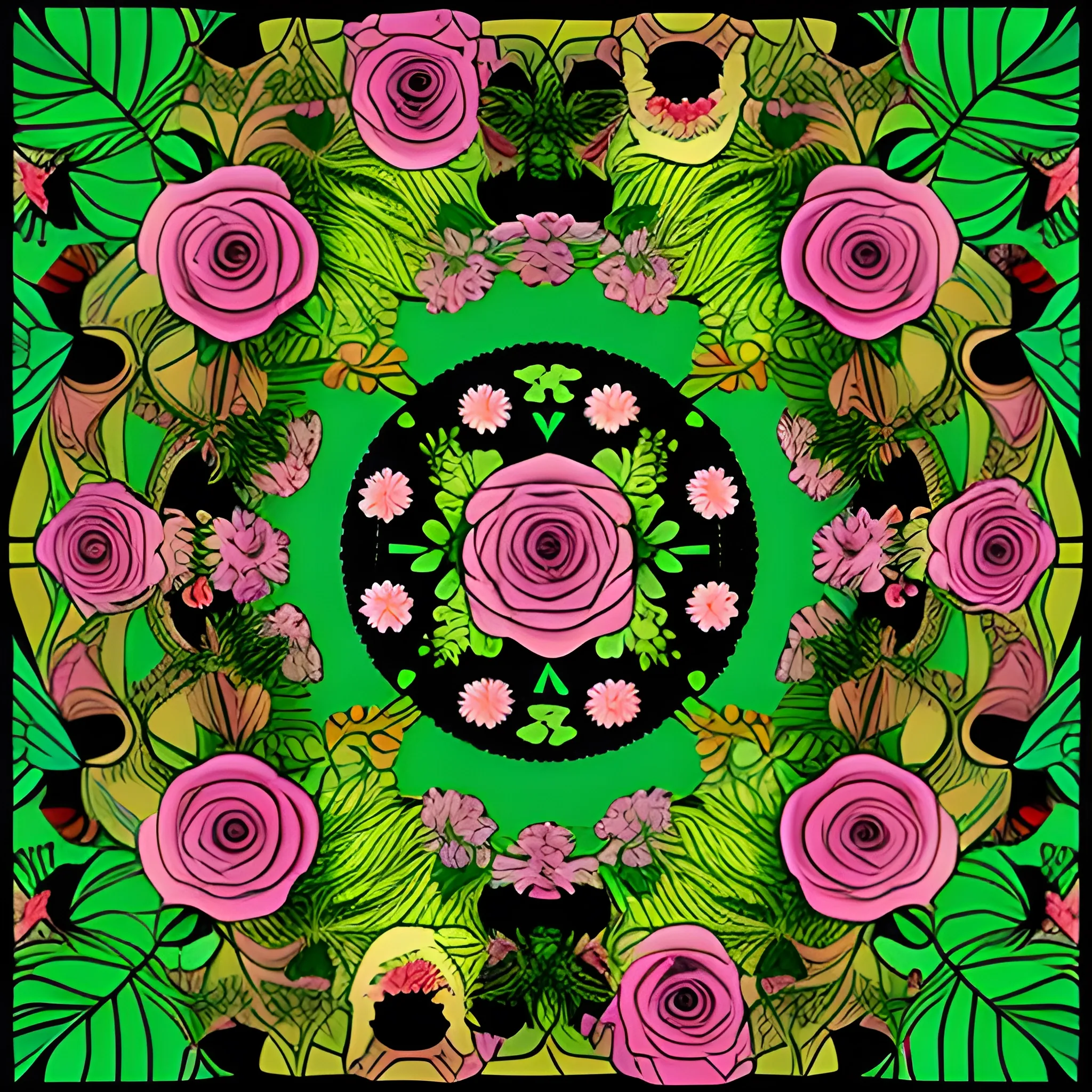 roses in the middle of the jungle, Cartoon, Trippy