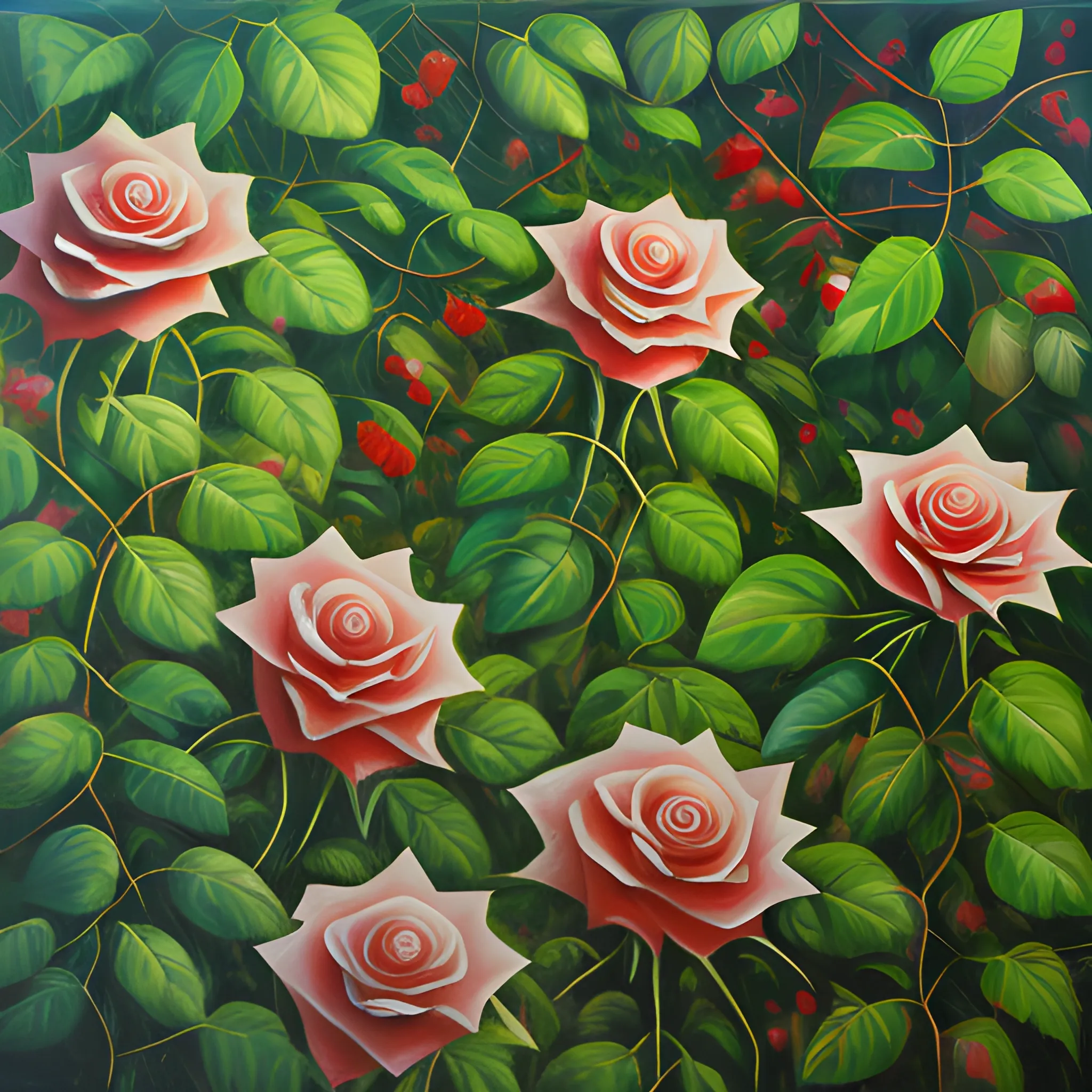 roses in the middle of the jungle, , Oil Painting