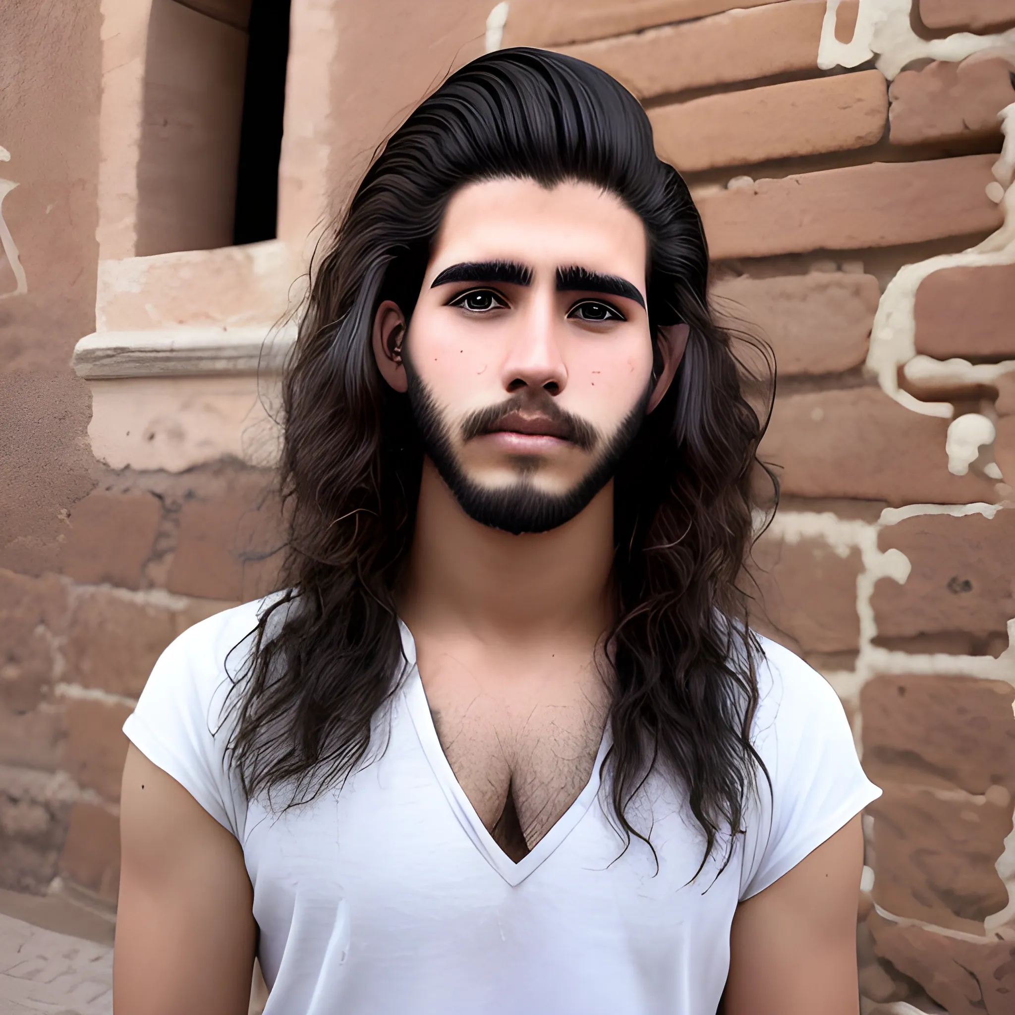 joven real de pelo rubio y largo en ciudad antigua roma

 