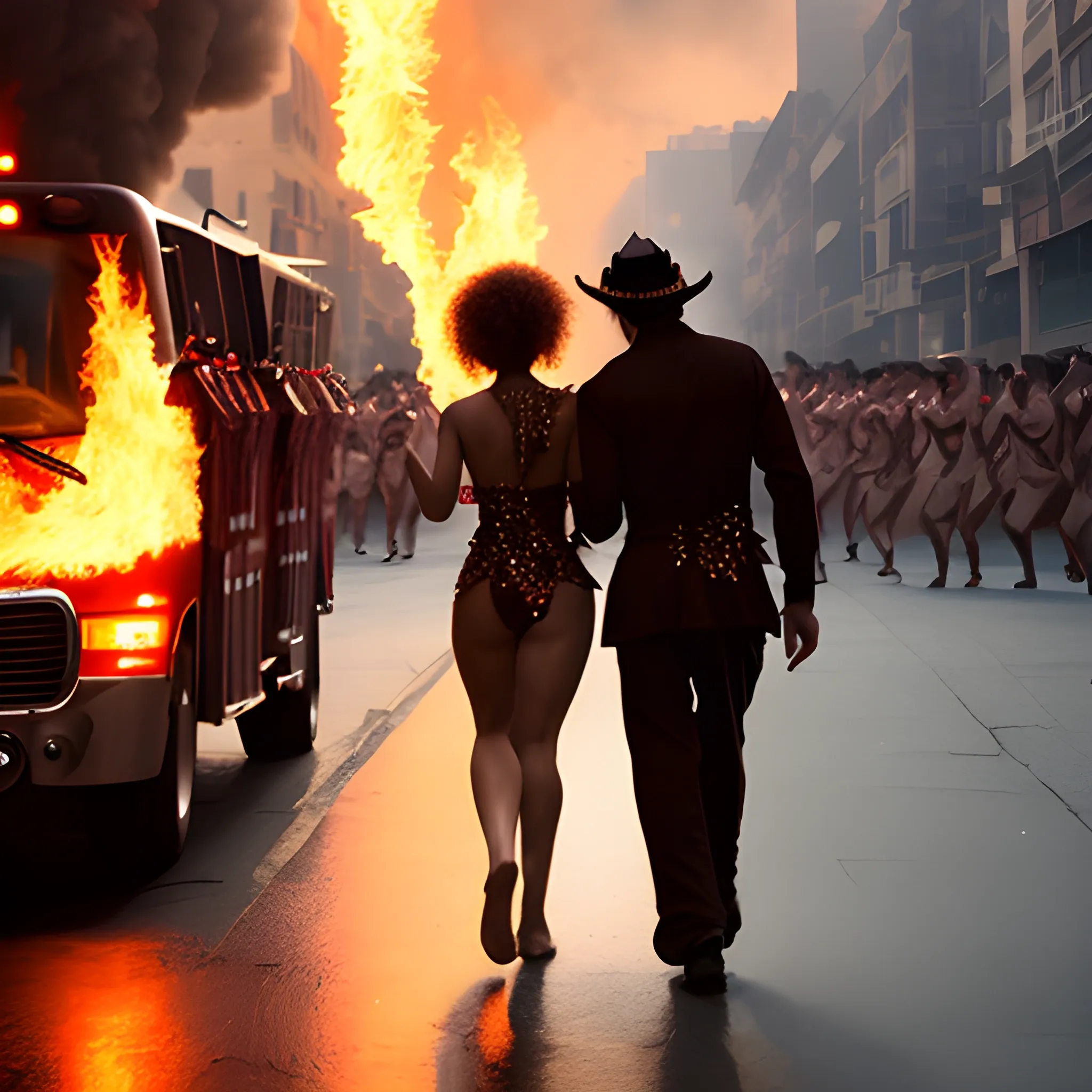 I don't know the scene of the fire dance walking on the street