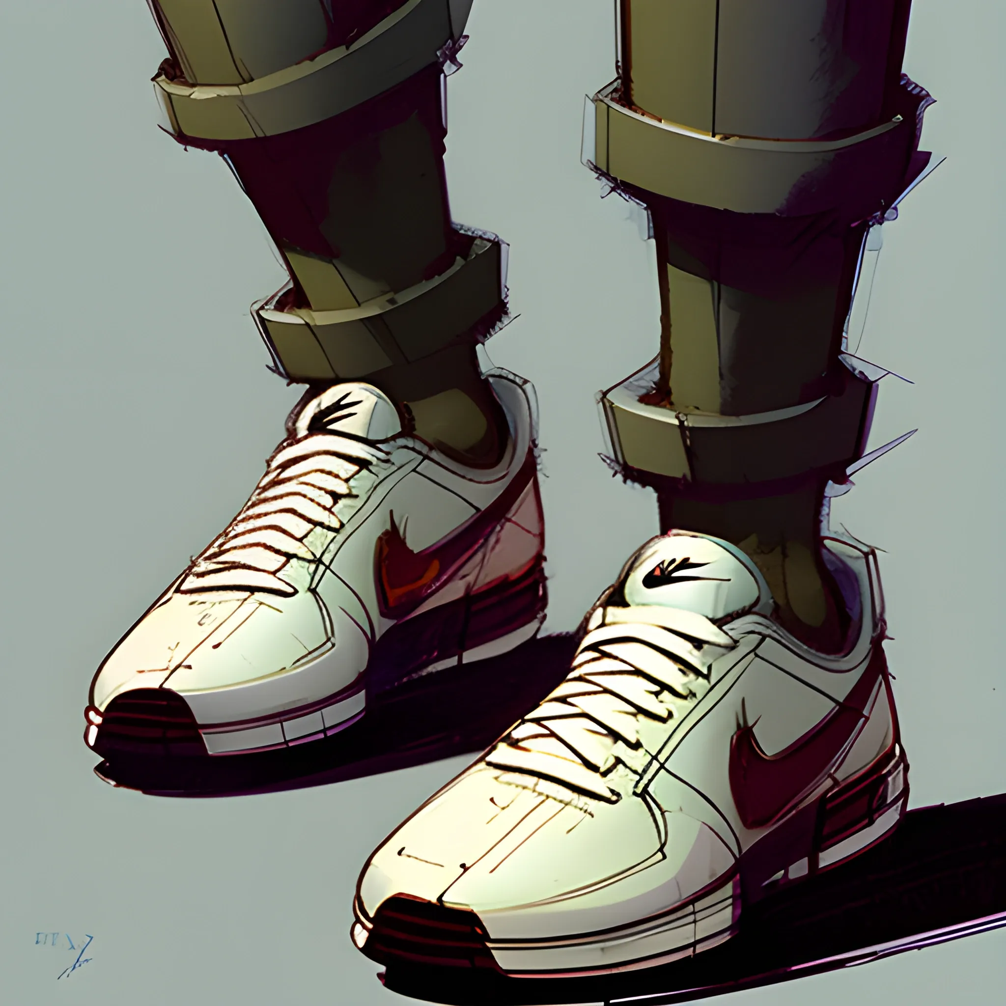a concept art of nike shoes, by Craig mullins, Steve Purcell, Ralph McQuarrie. Trending on artstation. Centered image, no background