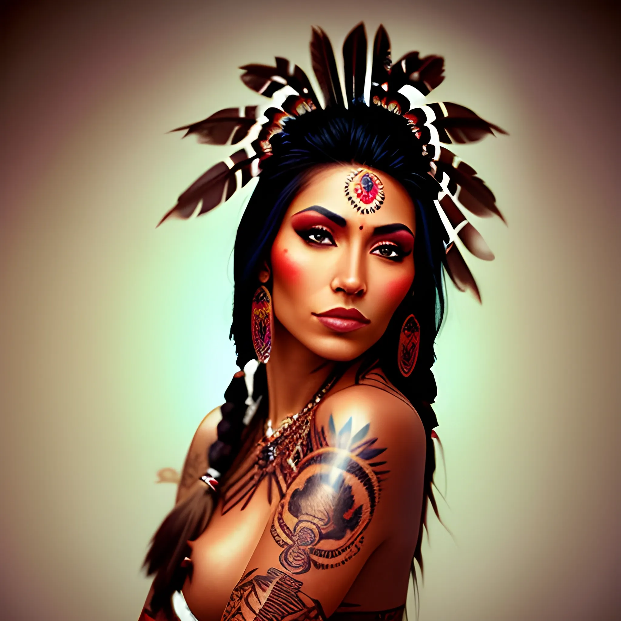 native indian girl tattoo
