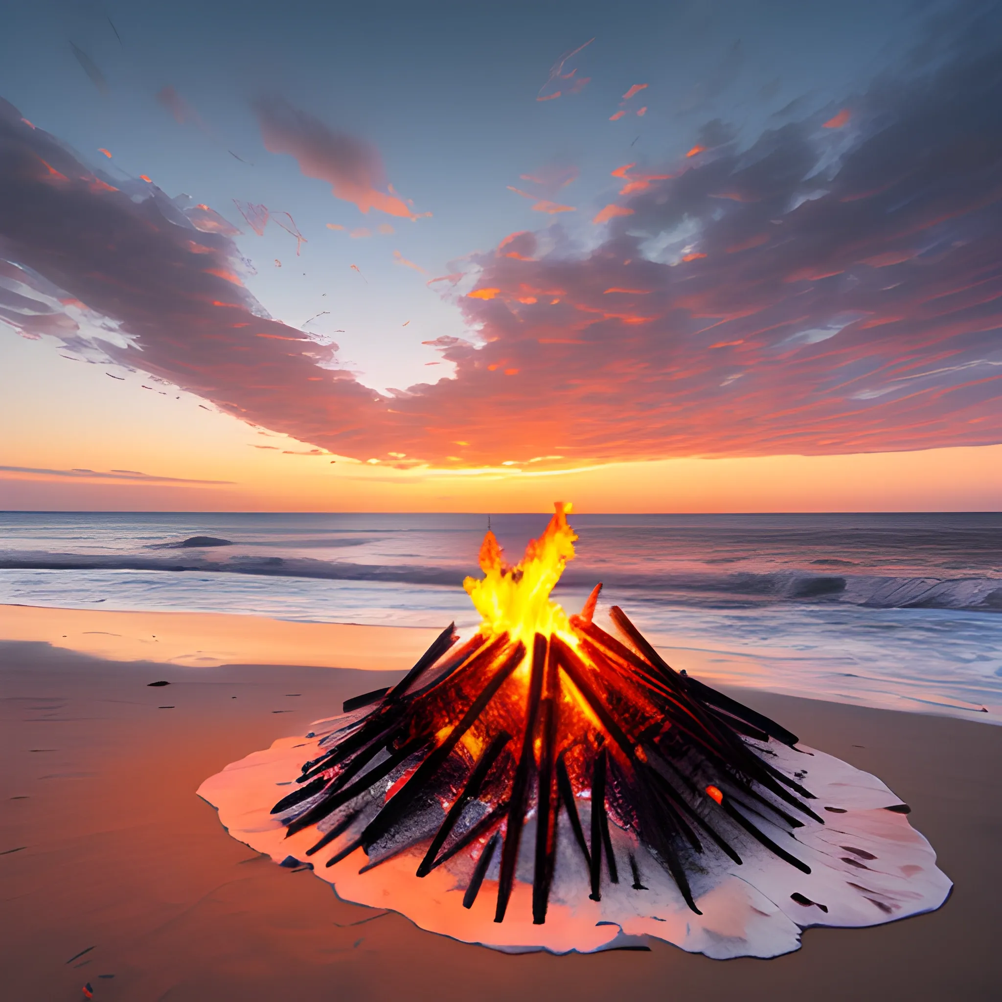 bonfire seashore sunset legend