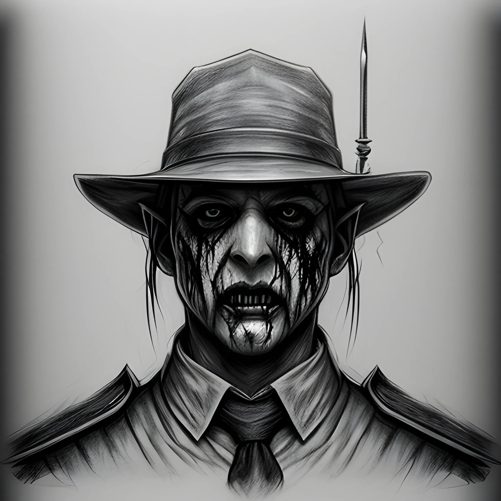 Warden, horror, Pencil Sketch