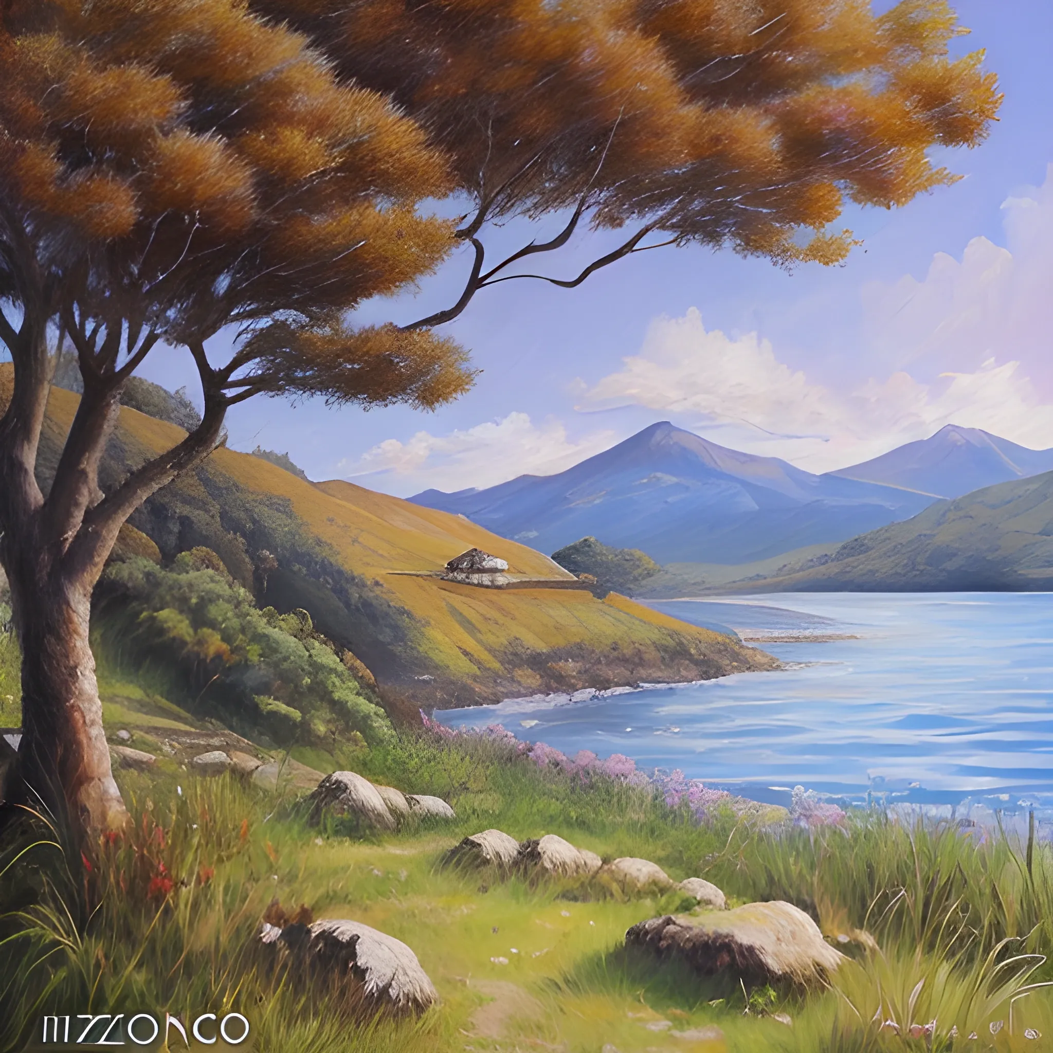 alucinante,psicodelico, paisaje natural, pintura estilo sizolo
