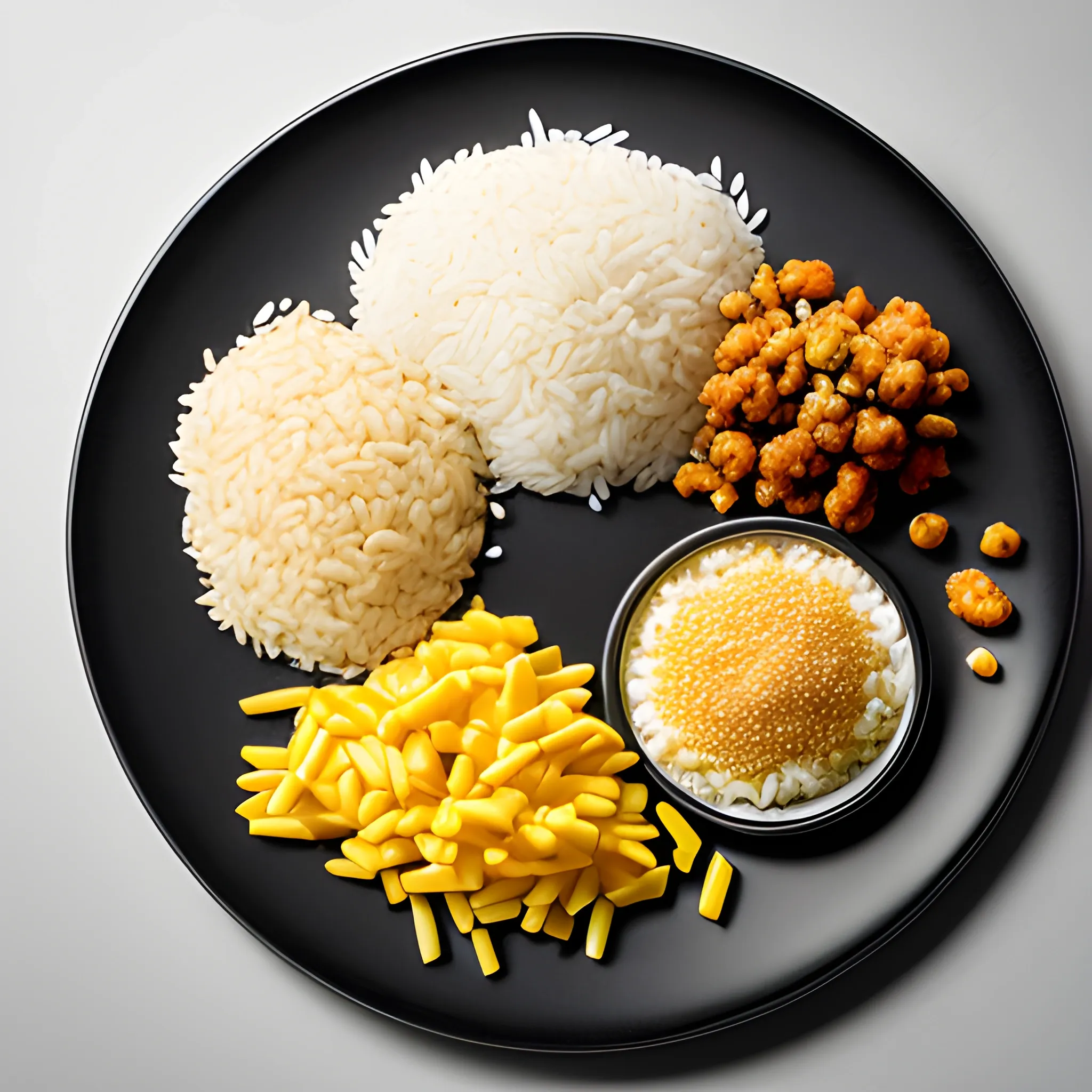 a plate of food made of rice, food photography