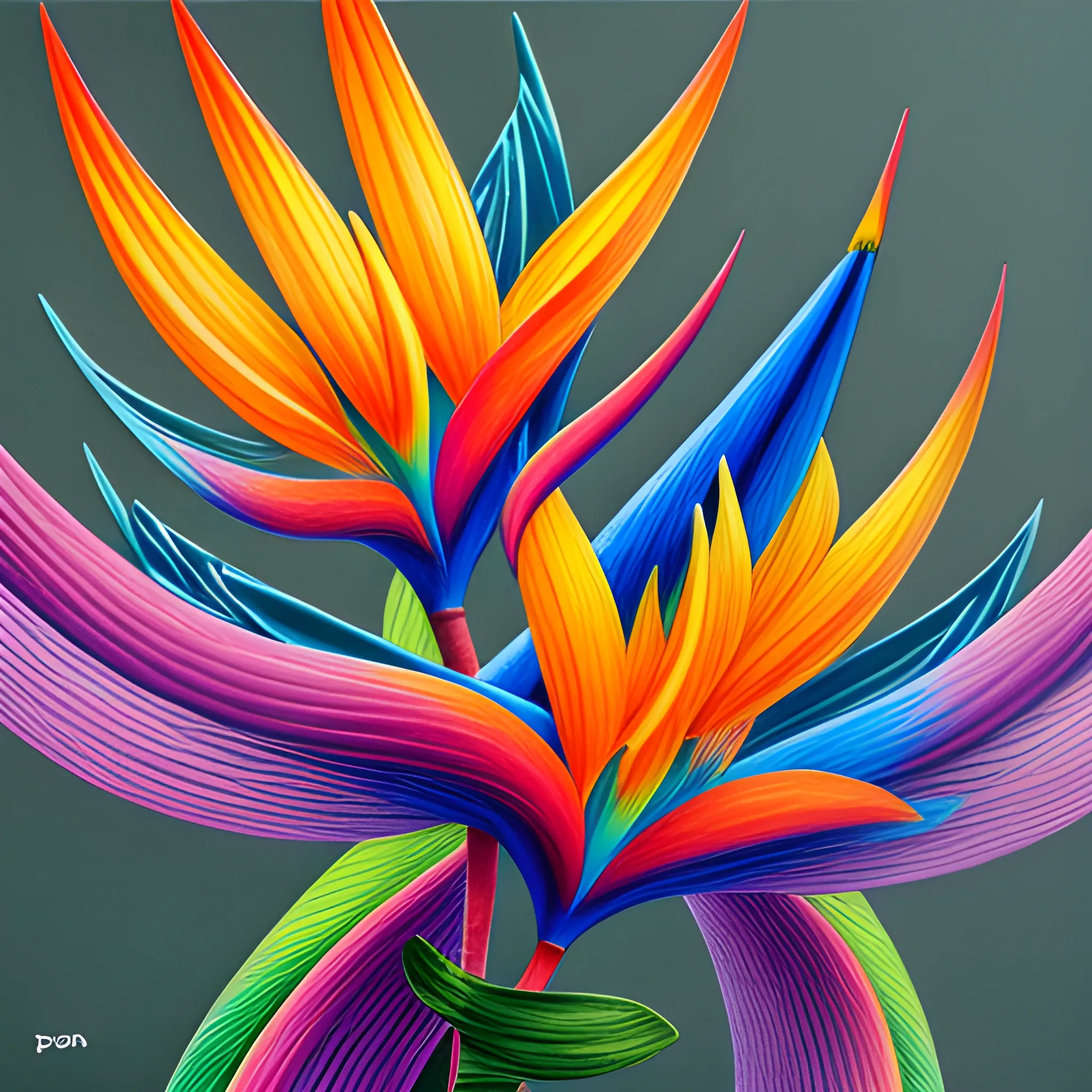  Colored pencil art on paper, bird of paradise blooms, highly detailed, artstation, MasterPiece, Award-Winning, Caran d'Ache Luminance