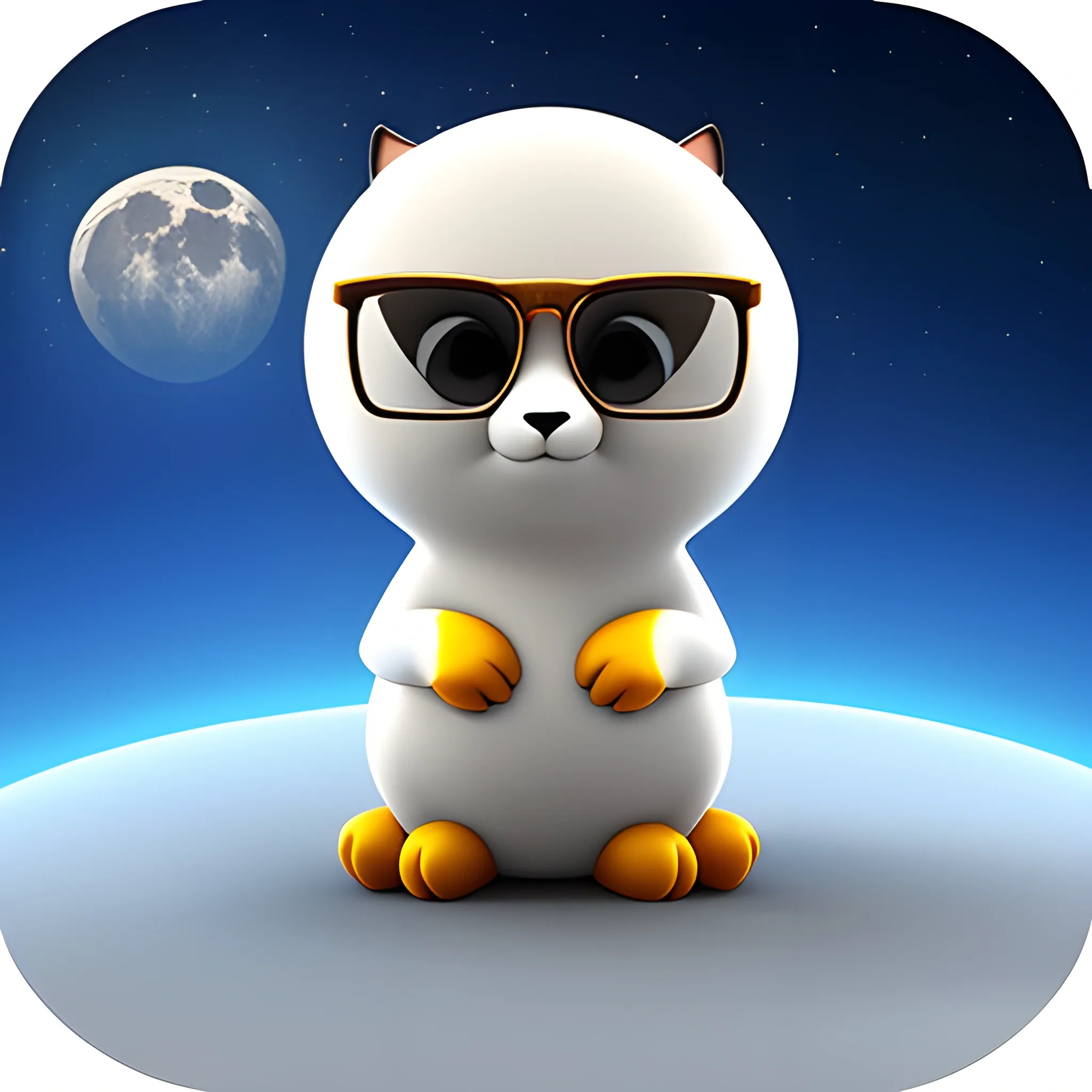 cute baby animal in the moon, 3D, Cartoon