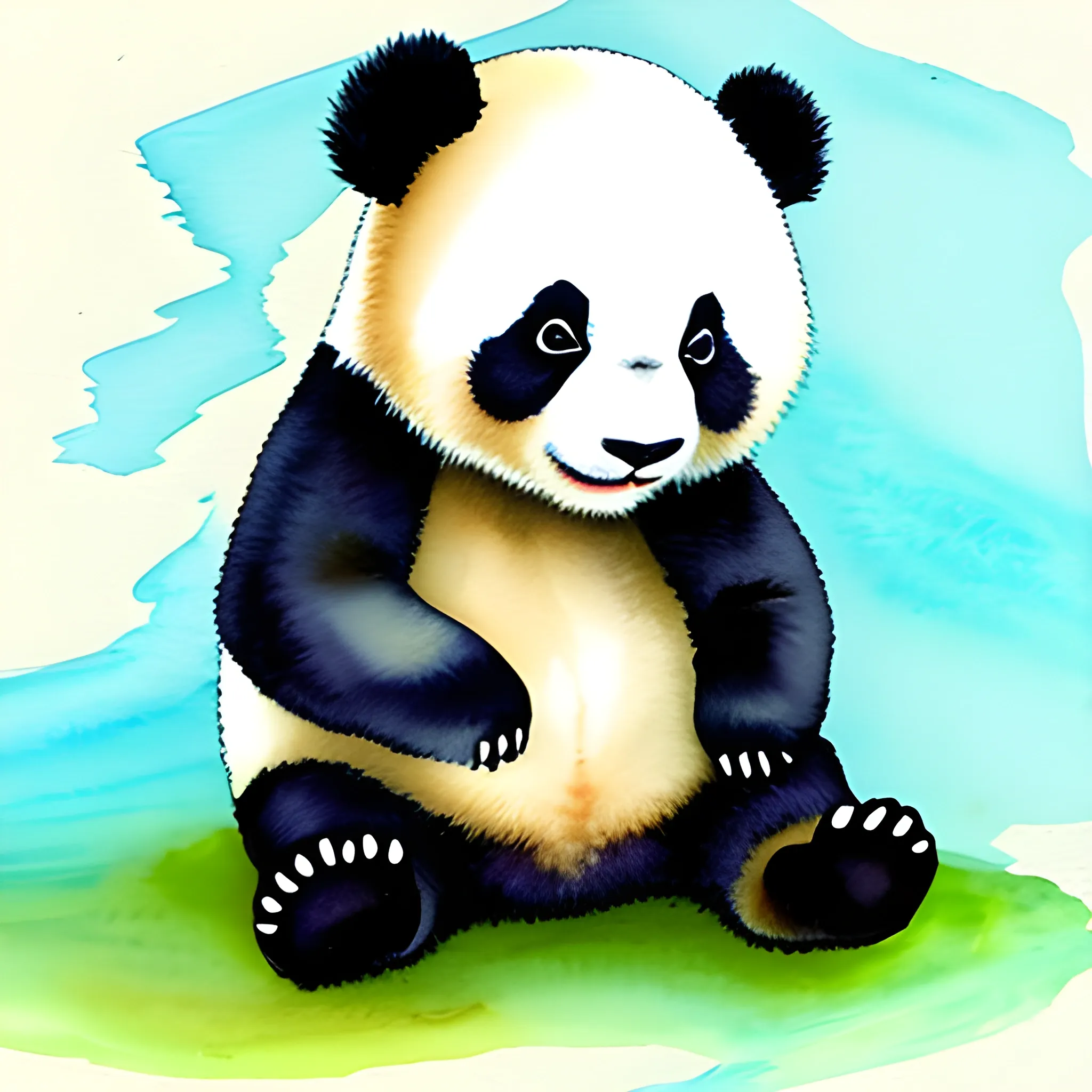 cute panda, Water Color