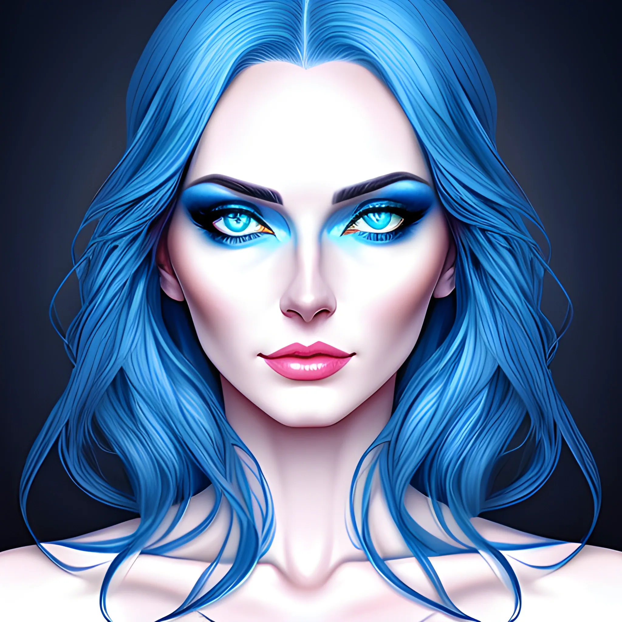 Beautiful girl with blue eyes, high detail, blue scene, haunting... -  Arthub.ai