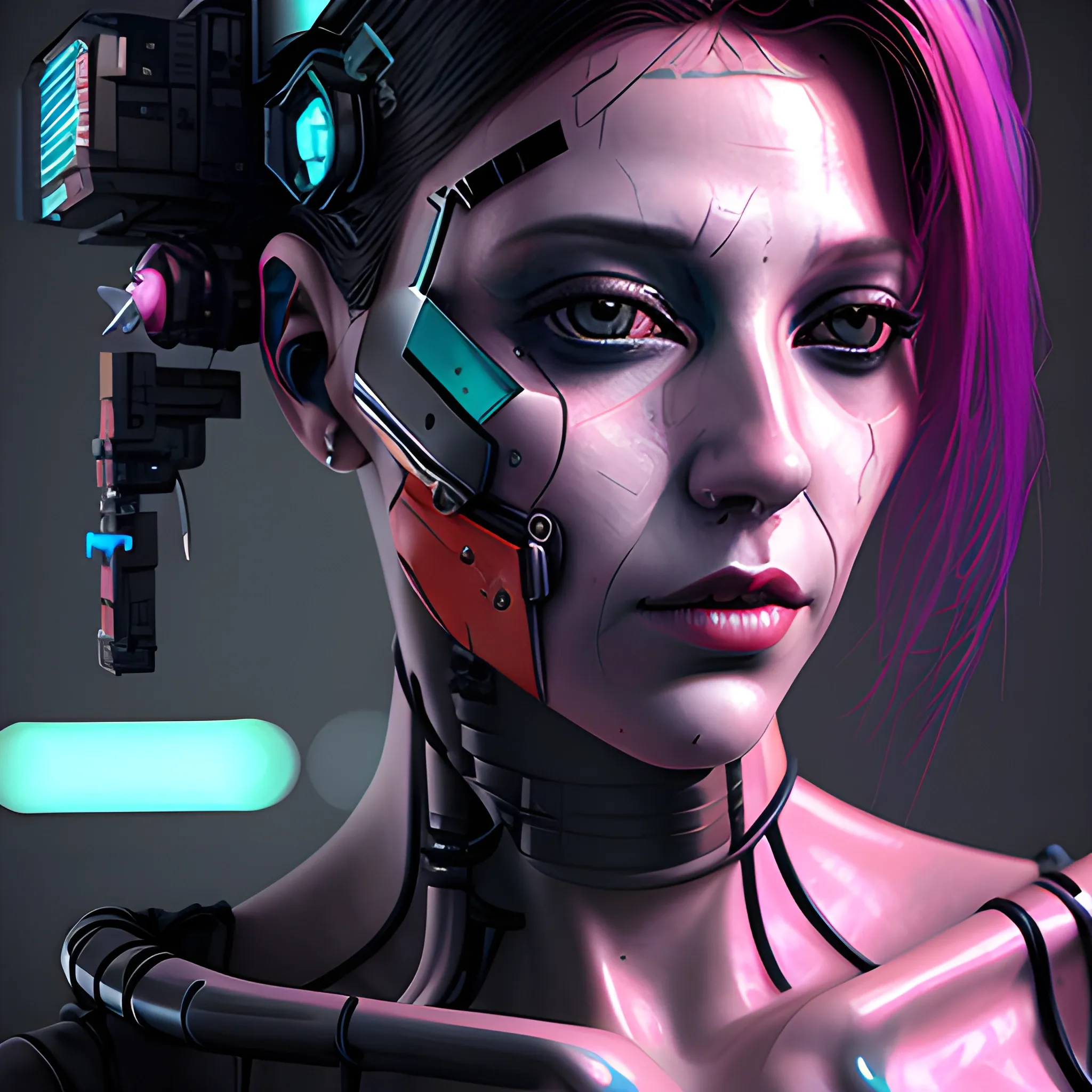 woman photo shoot, cyberpunk, 3D, Oil Painting - Arthub.ai