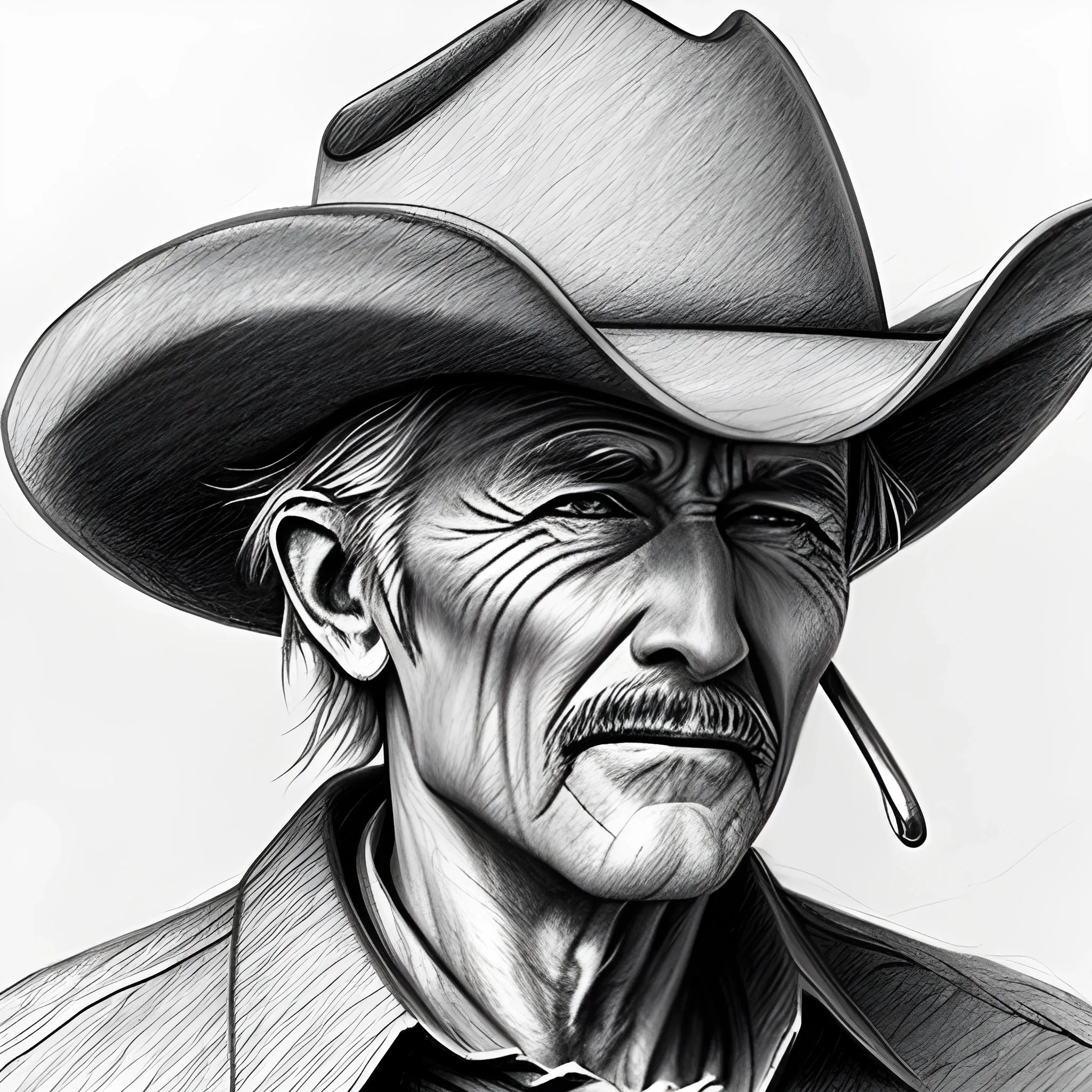 an old cowboy, Pencil Sketch