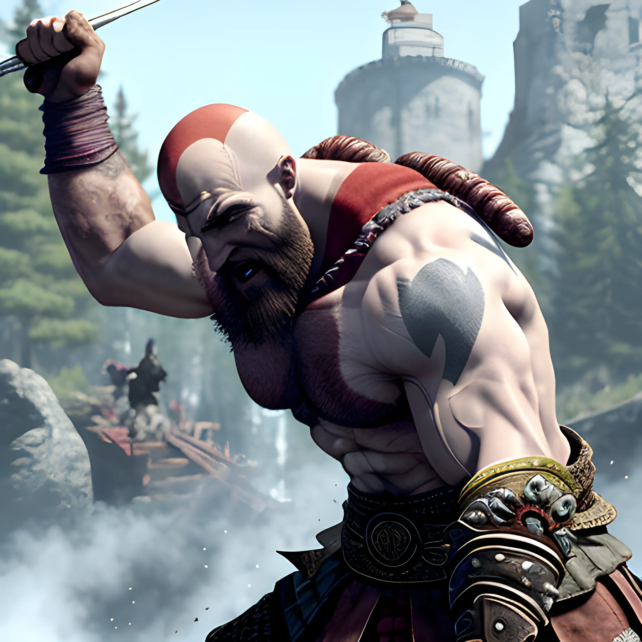 Kratos killing a Drake

