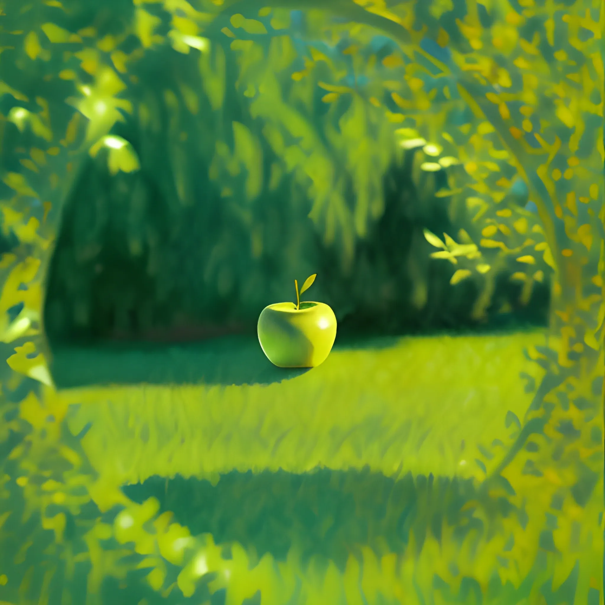 apple shot by an arrow in the style of Monet