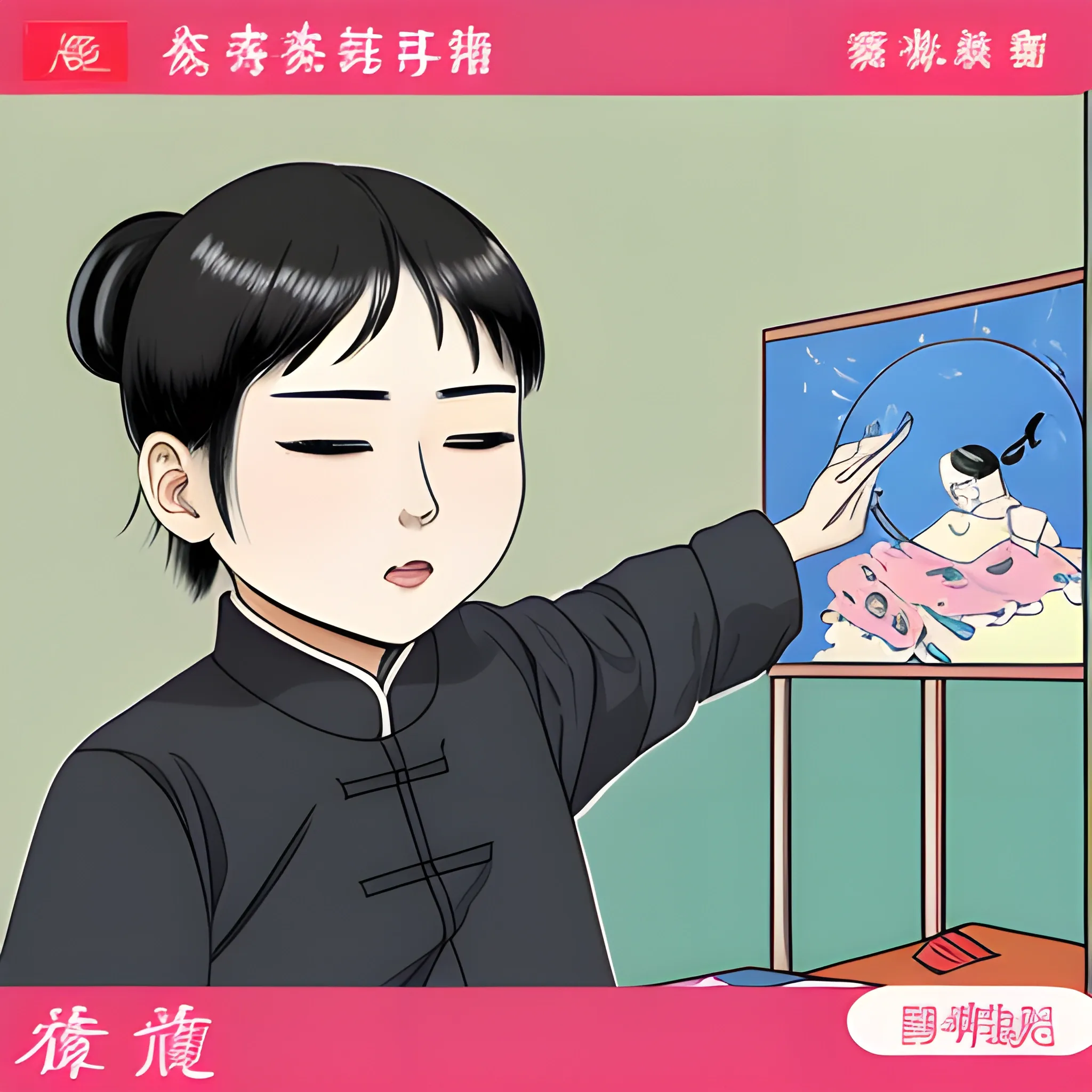 刘亦菲在瀑布下洗澡，要求脸部逼真, Cartoon