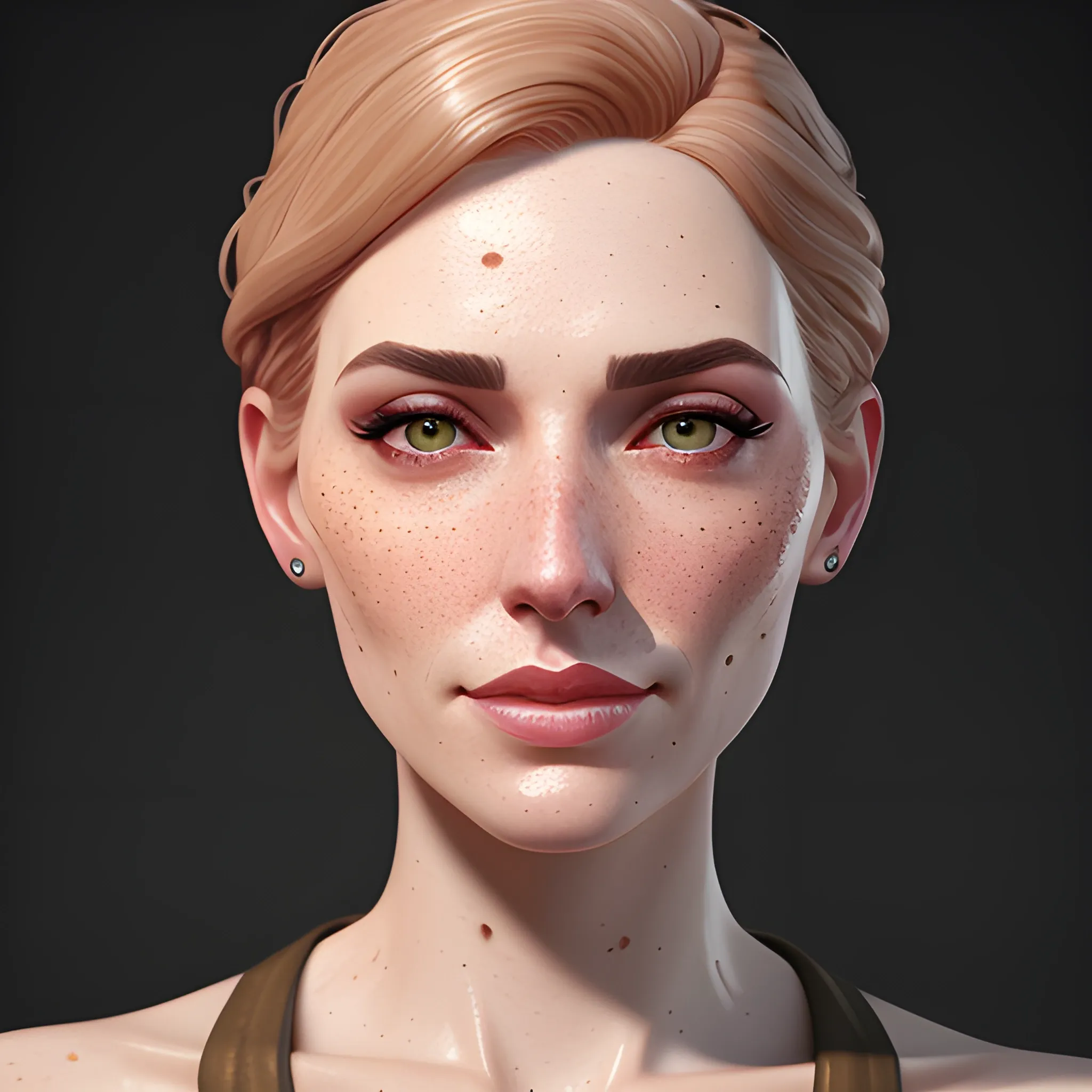 girl with a charming, with great detail, real-life skin, freckles, 8 k , Unreal Engine 5, 4 k UHD, Oil Painting