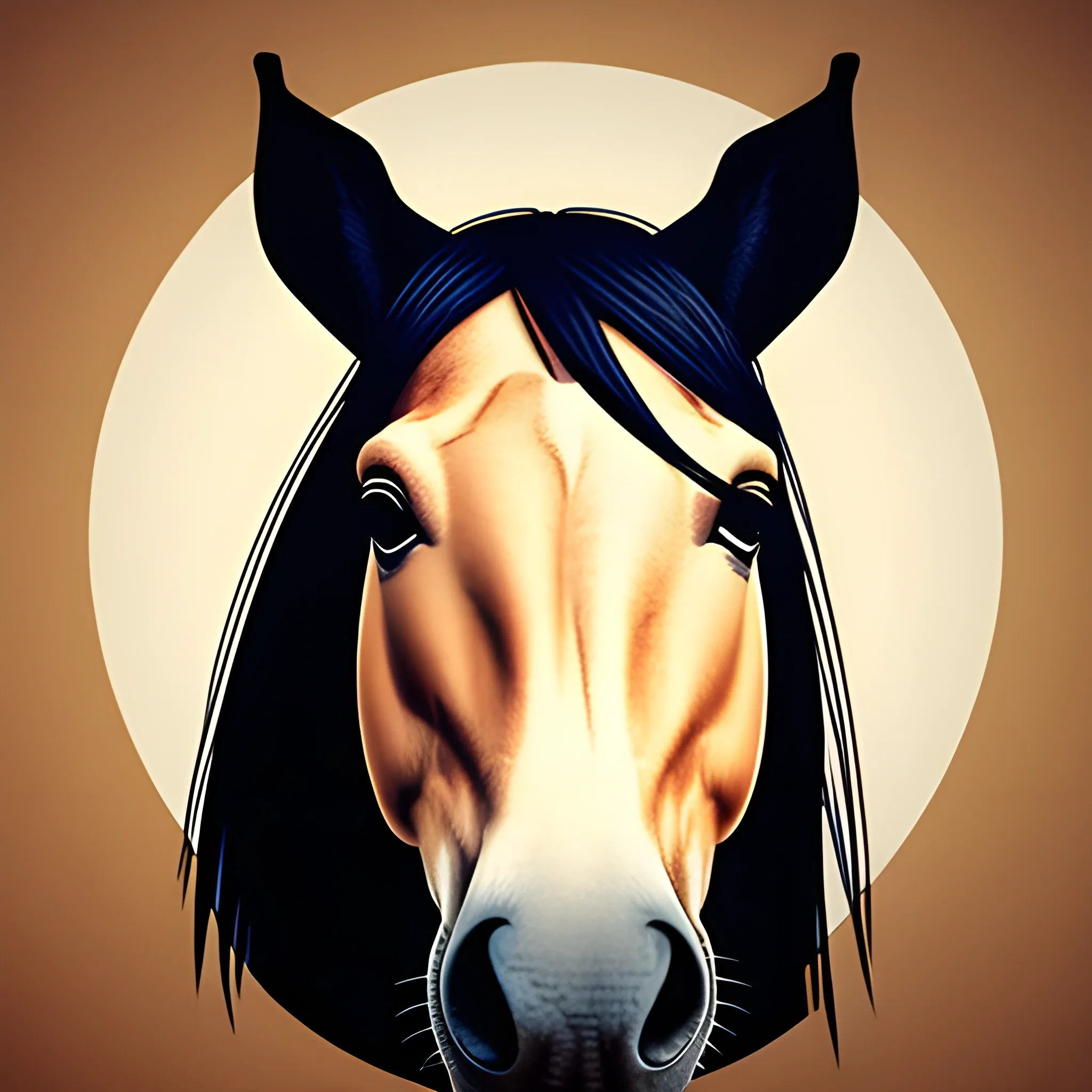 Design a funny logo with a horse face for a website.style:animal