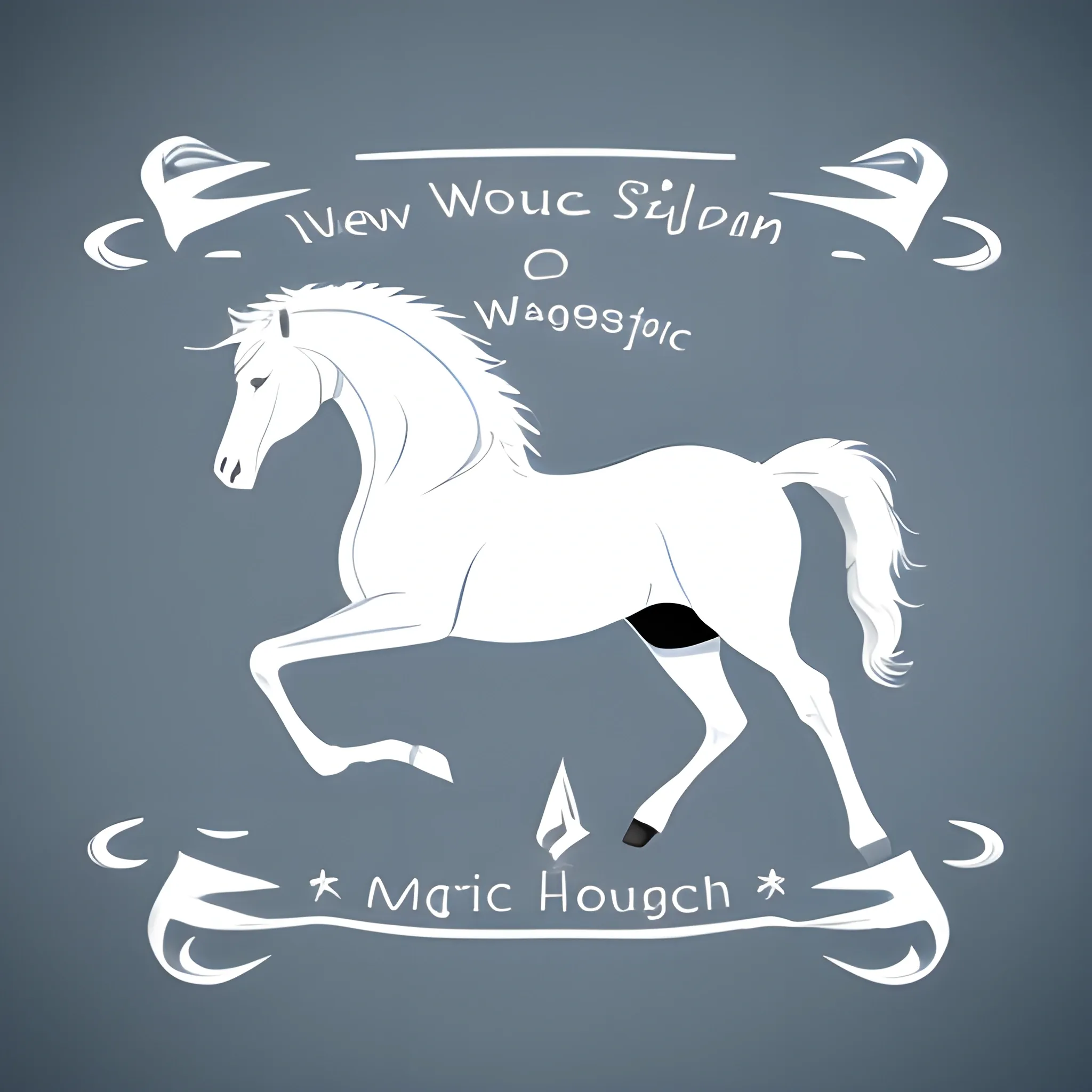 subtle logo,white horse,cute,magic,amusing