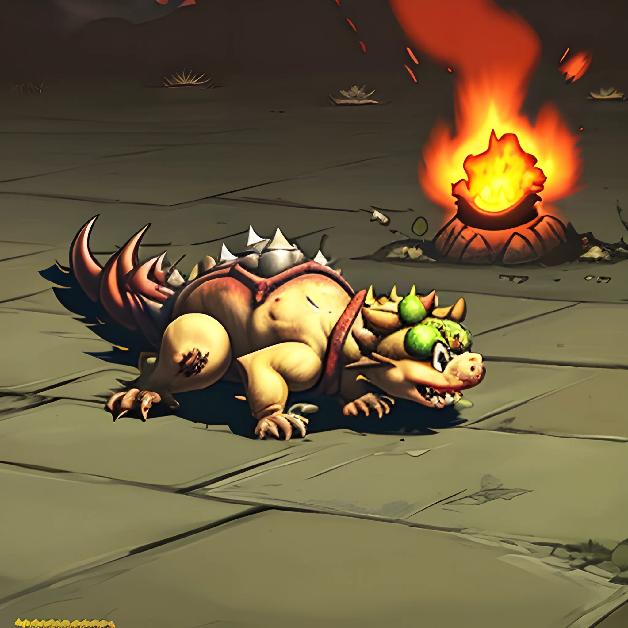 bowser dead On the ground