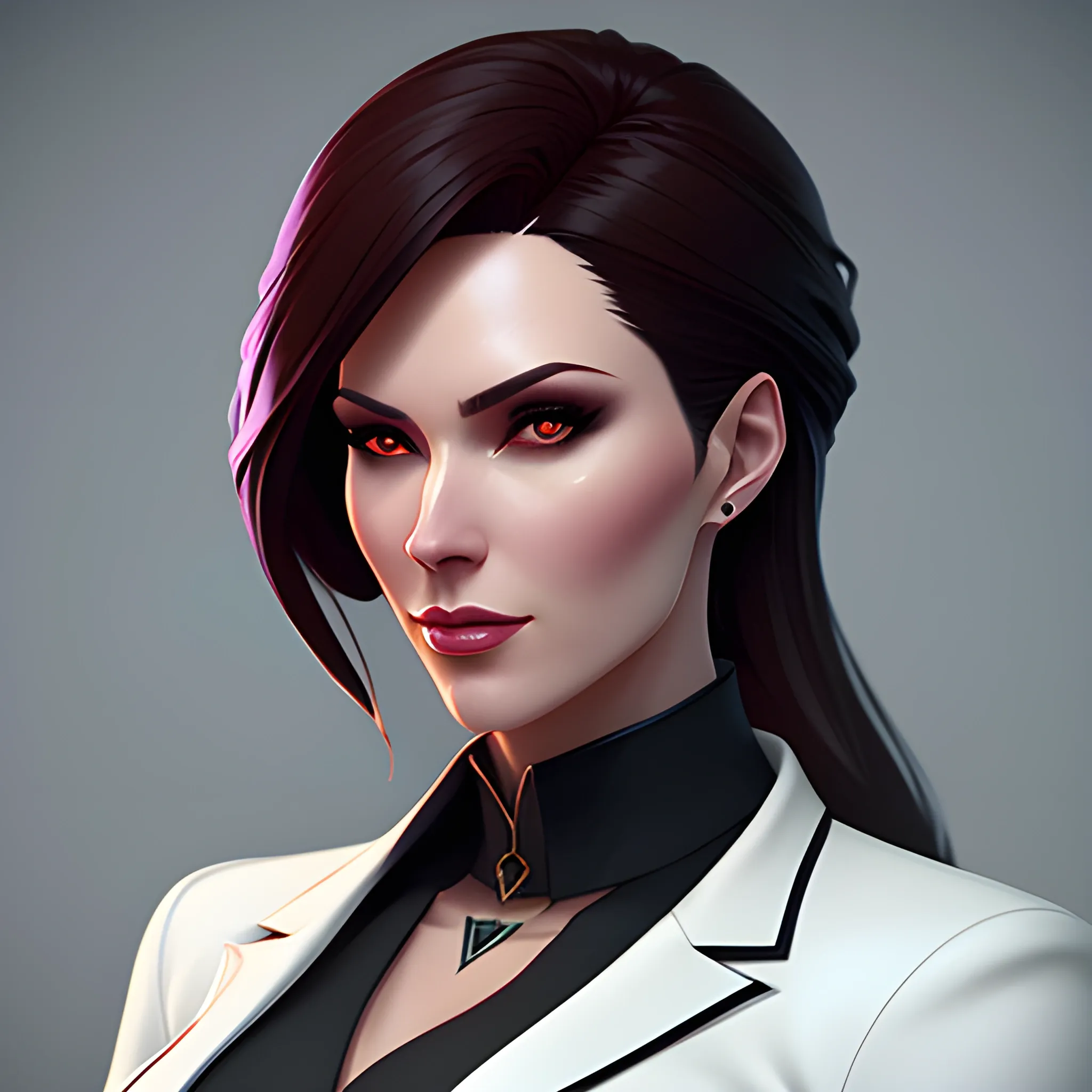 arcane style, Posh girl wearing an open blazer, tie, detailed portrait, cell shaded, 4 k, concept art, by ilya kuvshinov, artgerm, krenz cushart. cinematic dramatic atmosphere, sharp focus, volumetric lighting, cinematic lighting, studio quality