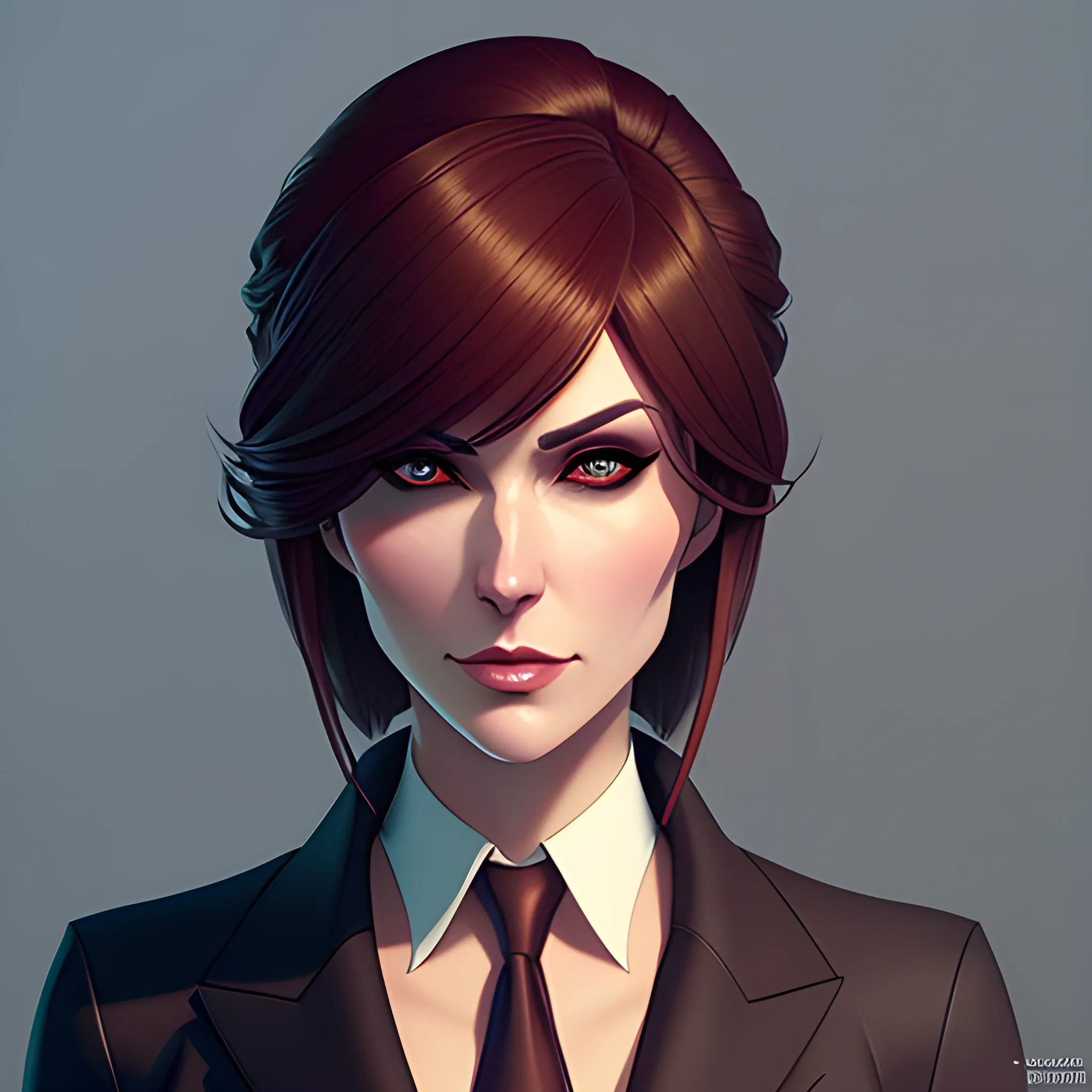 arcane style, Posh girl wearing an open blazer, tie, detailed portrait, cell shaded, 4 k, concept art, by wlop, ilya kuvshinov, artgerm, krenz cushart, greg rutkowski, pixiv. cinematic dramatic atmosphere, sharp focus