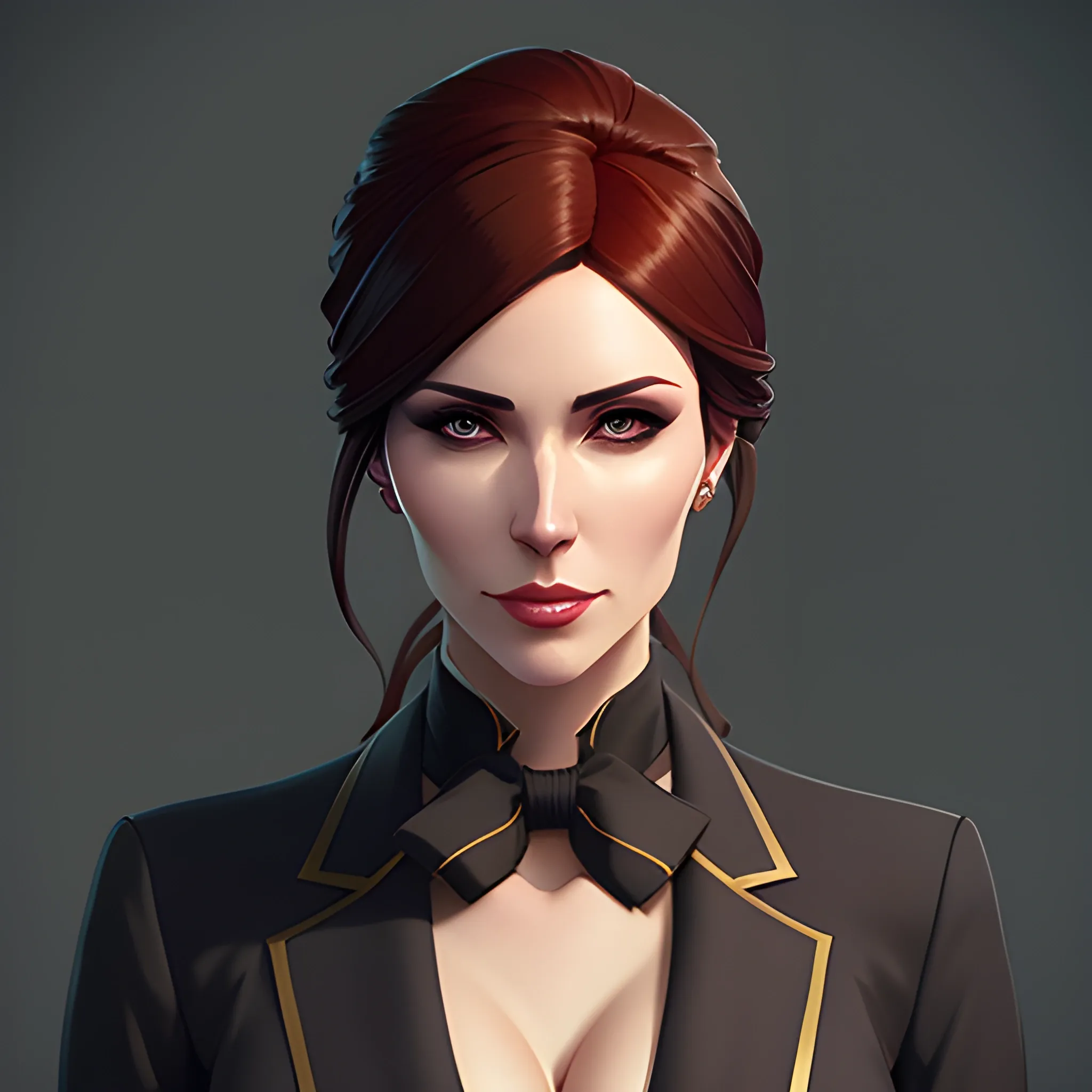 arcane style, Posh girl wearing an open blazer, tie, detailed portrait, cell shaded, 4 k, concept art, by wlop, ilya kuvshinov, krenz cushart, greg rutkowski, pixiv. cinematic dramatic atmosphere, sharp focus