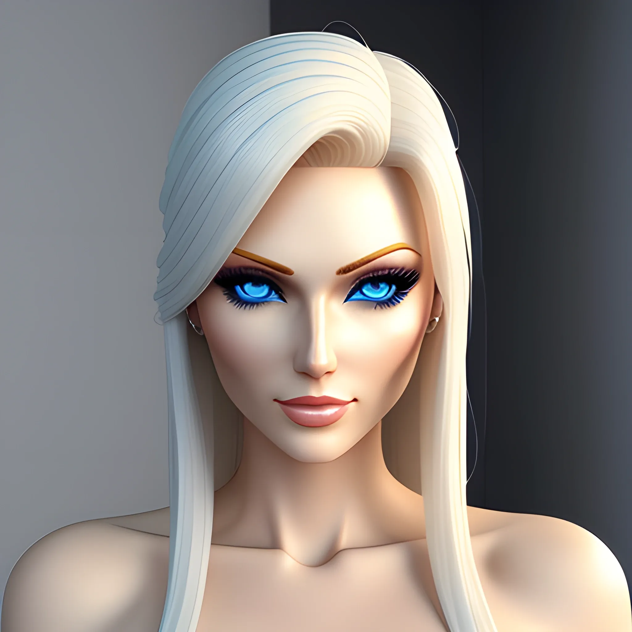 Girl,blue eyes,white dress,Golden hair,angle face,beautiful, 3D