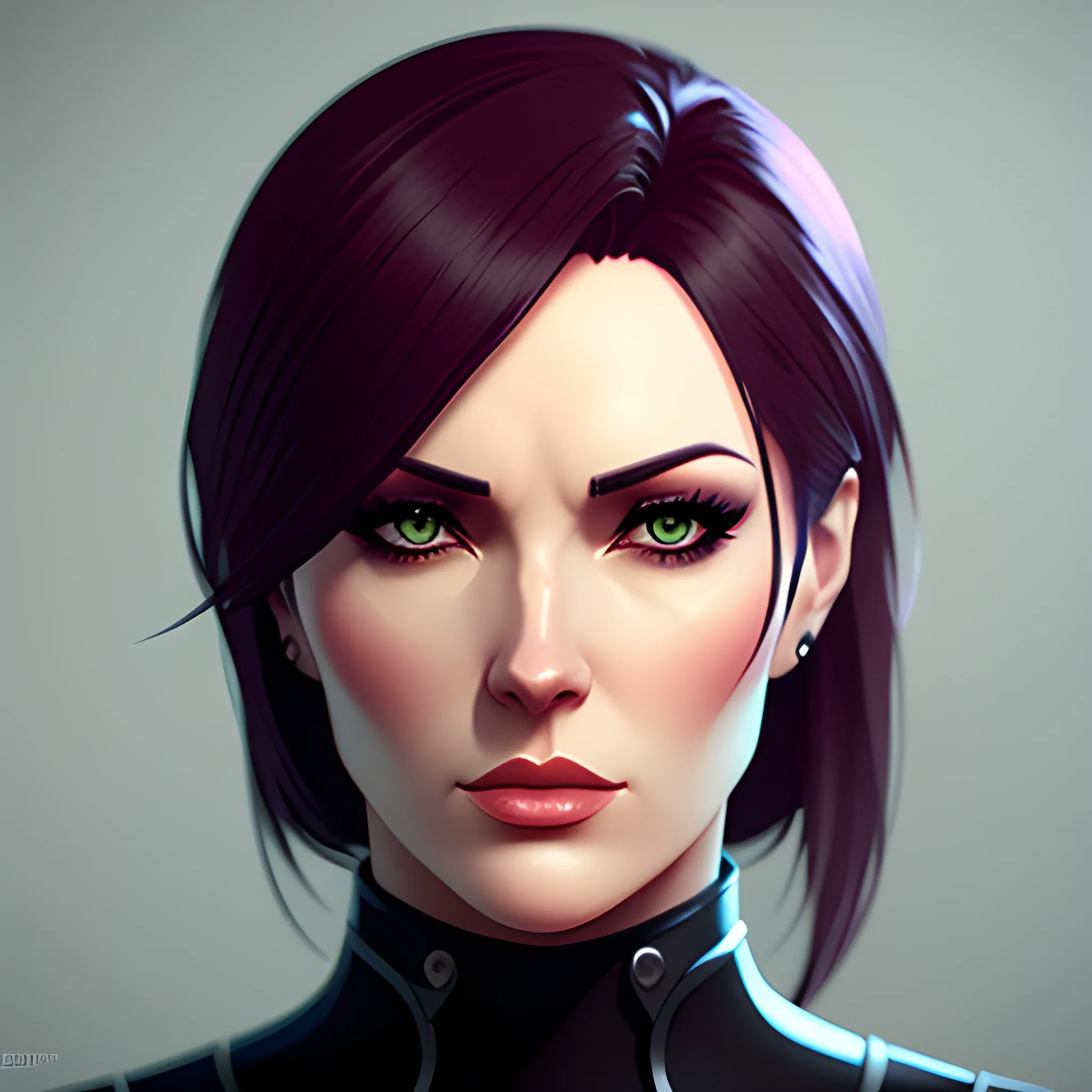 valorant style, girl, portrait, cell shaded, 4 k, concept art, by ilya kuvshinov, sam yang. dramatic atmosphere, sharp focus,