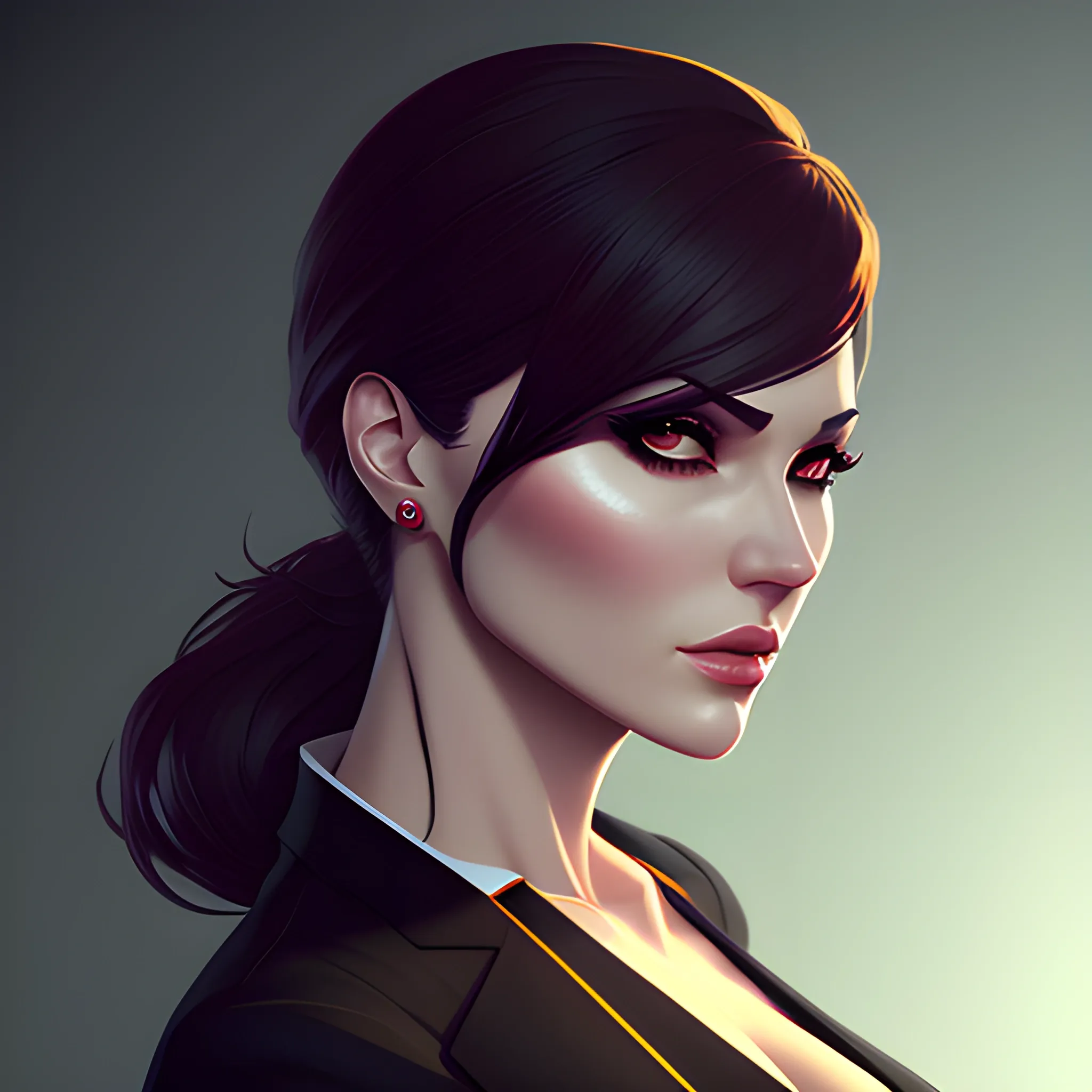 valorant style, girl, portrait, cell shaded, 4 k, concept art, by ilya kuvshinov, sam yang. dramatic atmosphere, sharp focus,