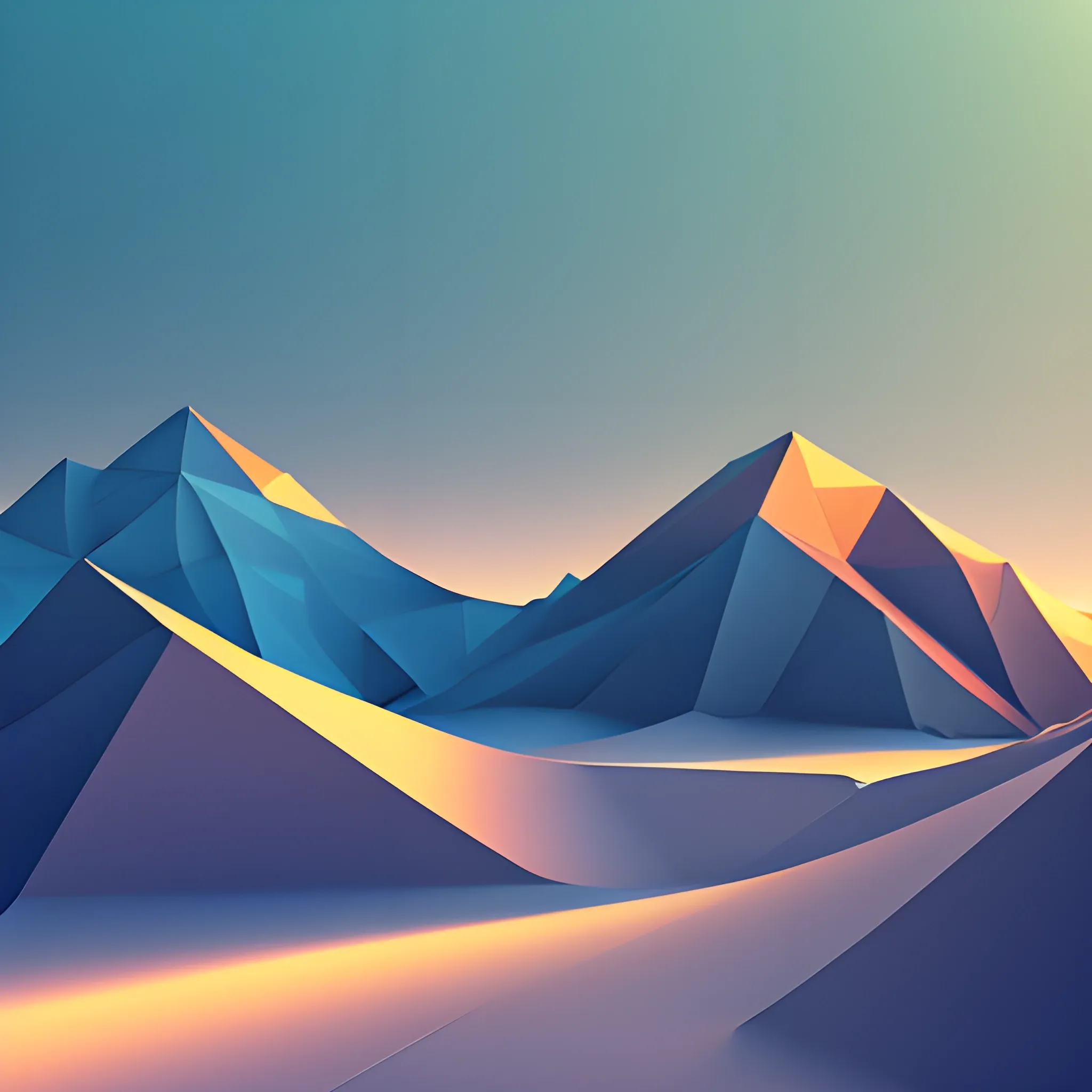 abstract computer generated image of a mountain range, a low poly render by Gabriel Dawe, trending on polycount, generative art, low poly, rendered in cinema4d, terragen