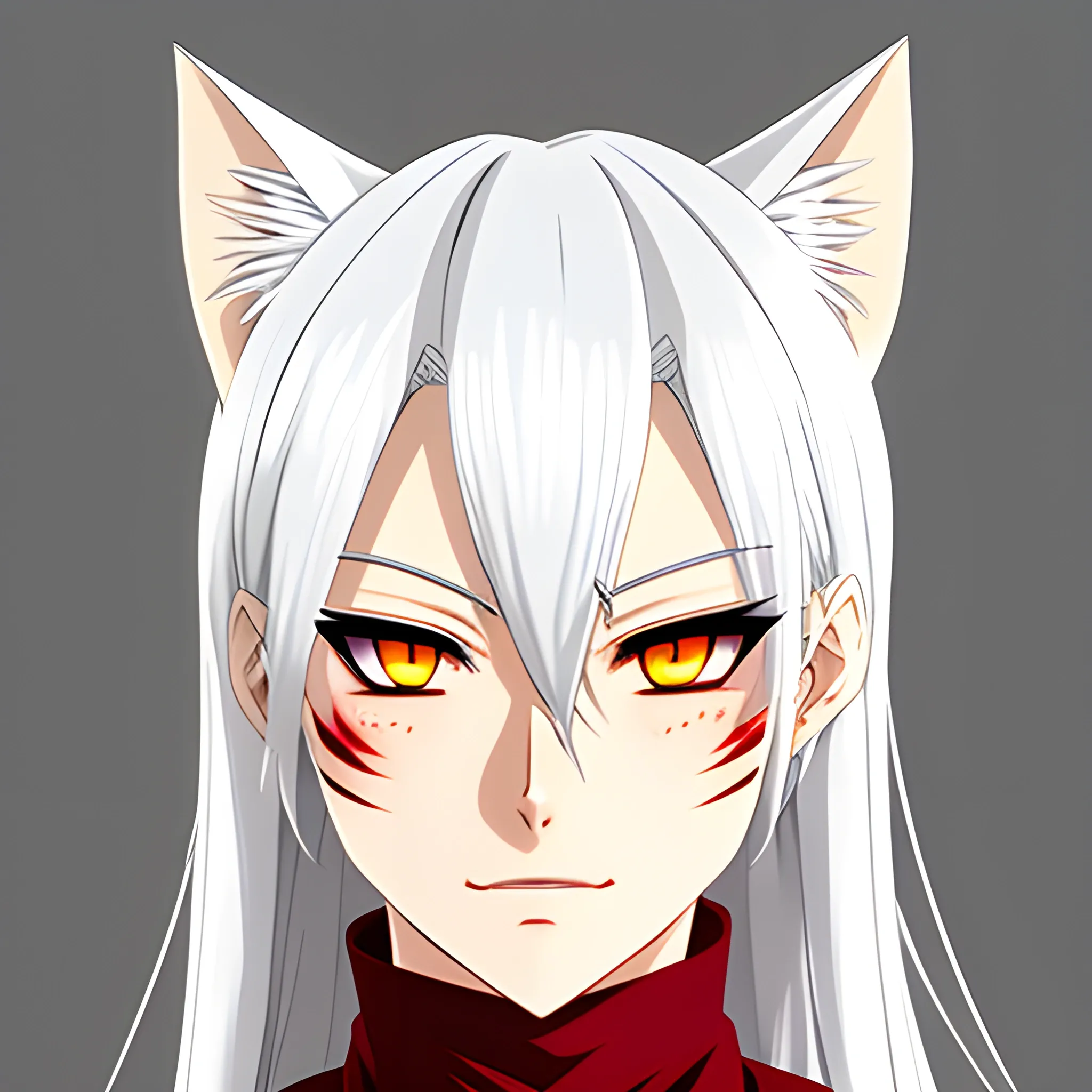 An Anime Neko Girl With White Hair And Red Eyes Arthub ai