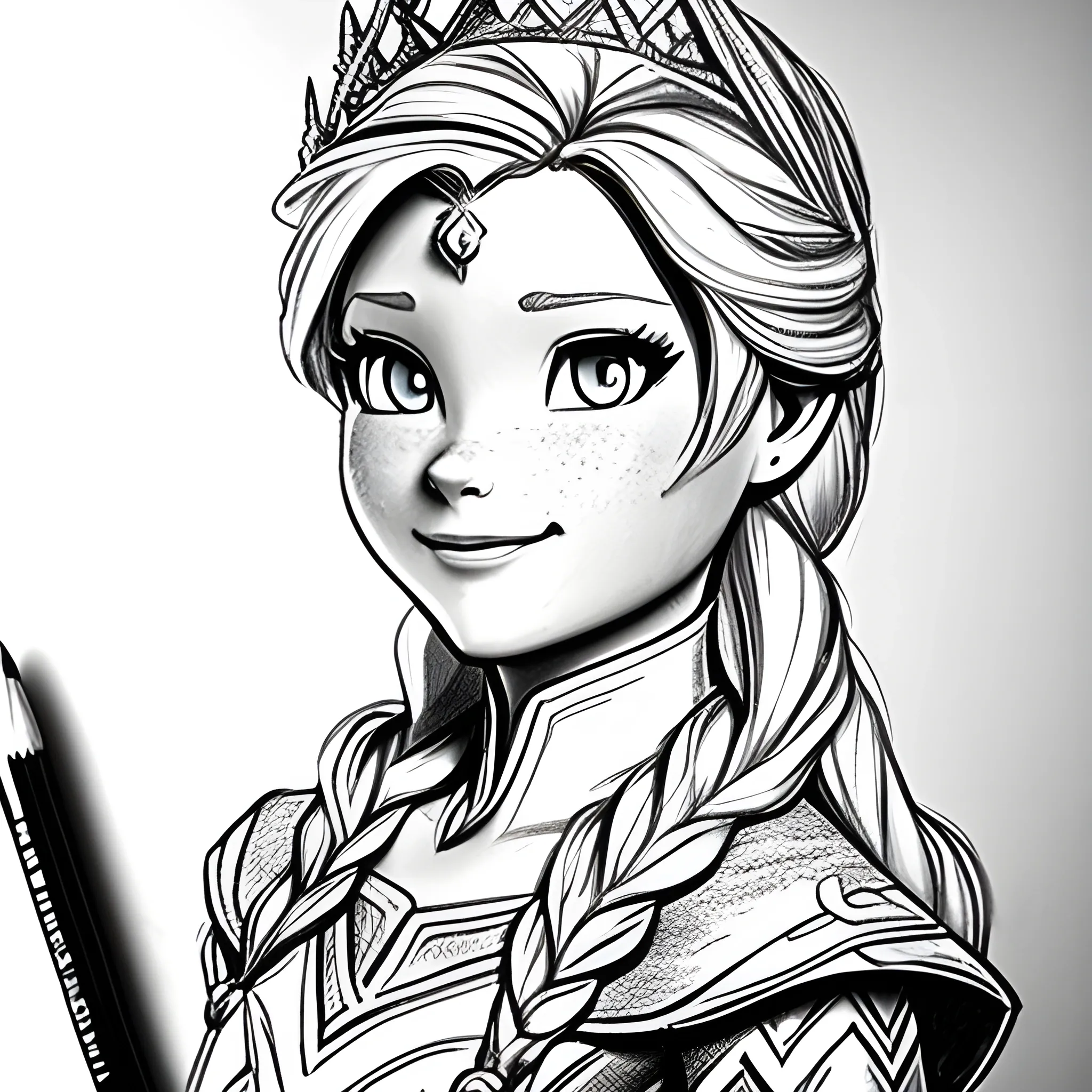 Primcess Elsa of arendale, Pencil Sketch