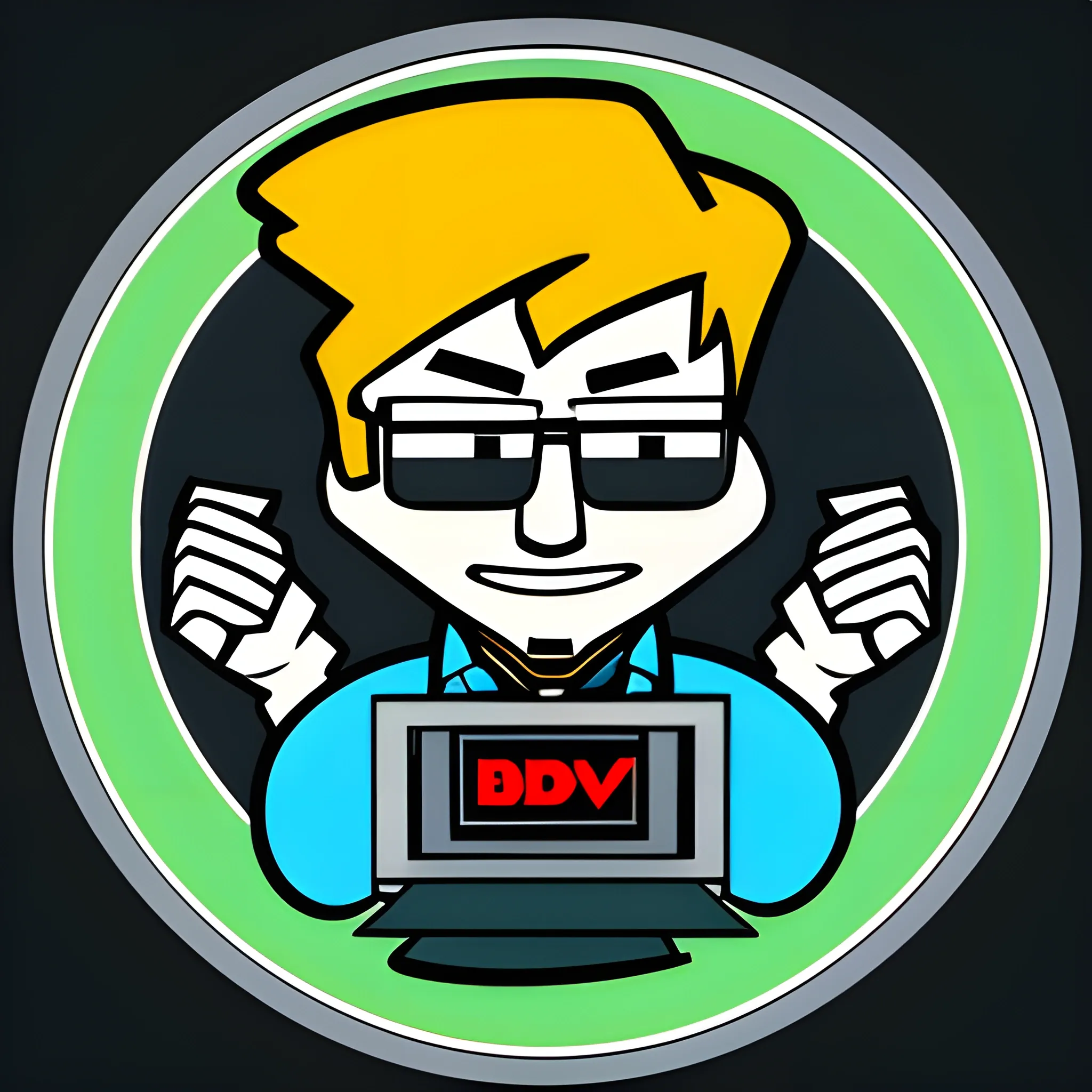 logo, with child, cartoon, with tool, computer sadboy

