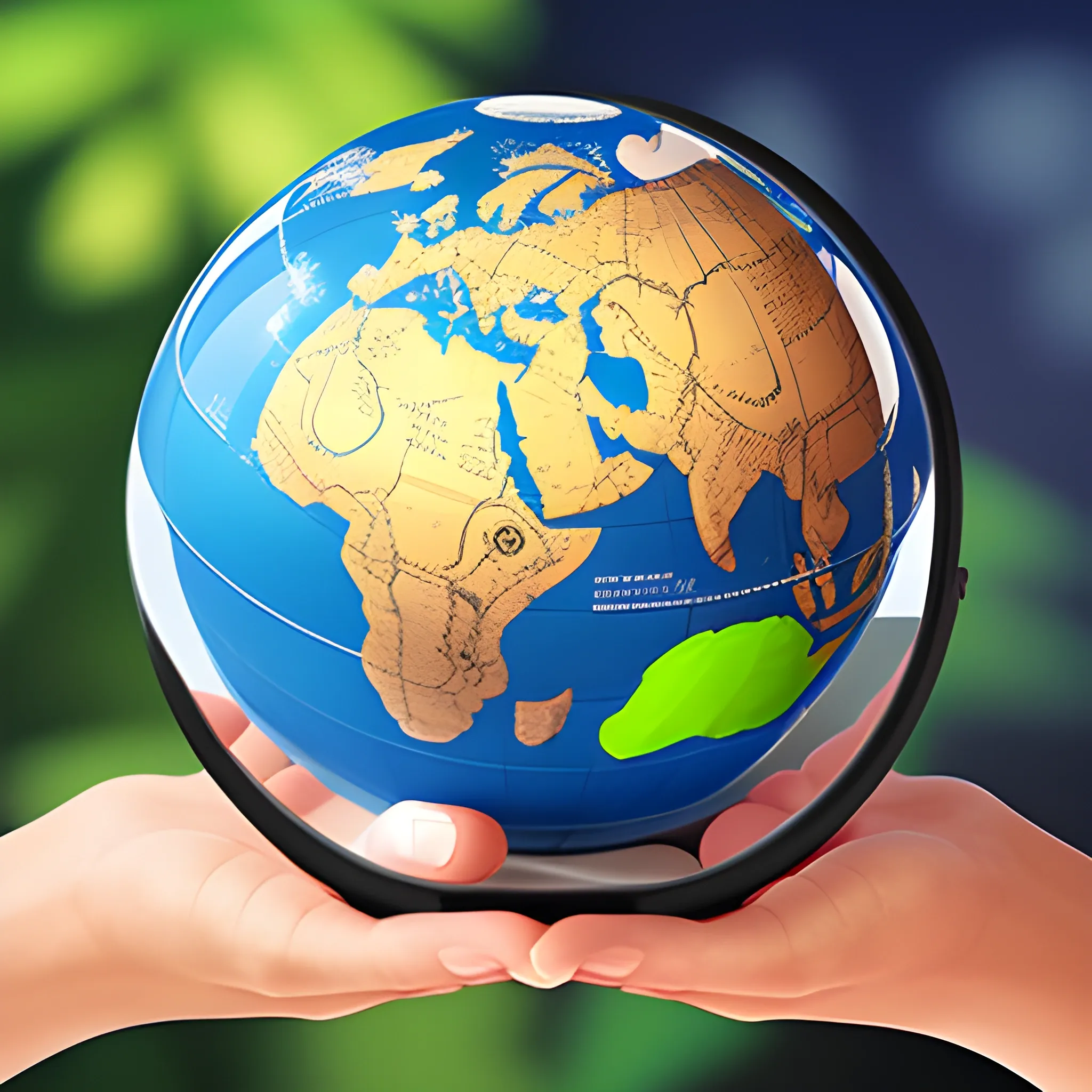 Globe terraqueo held in the palm of a hand symbolizing the global of online education